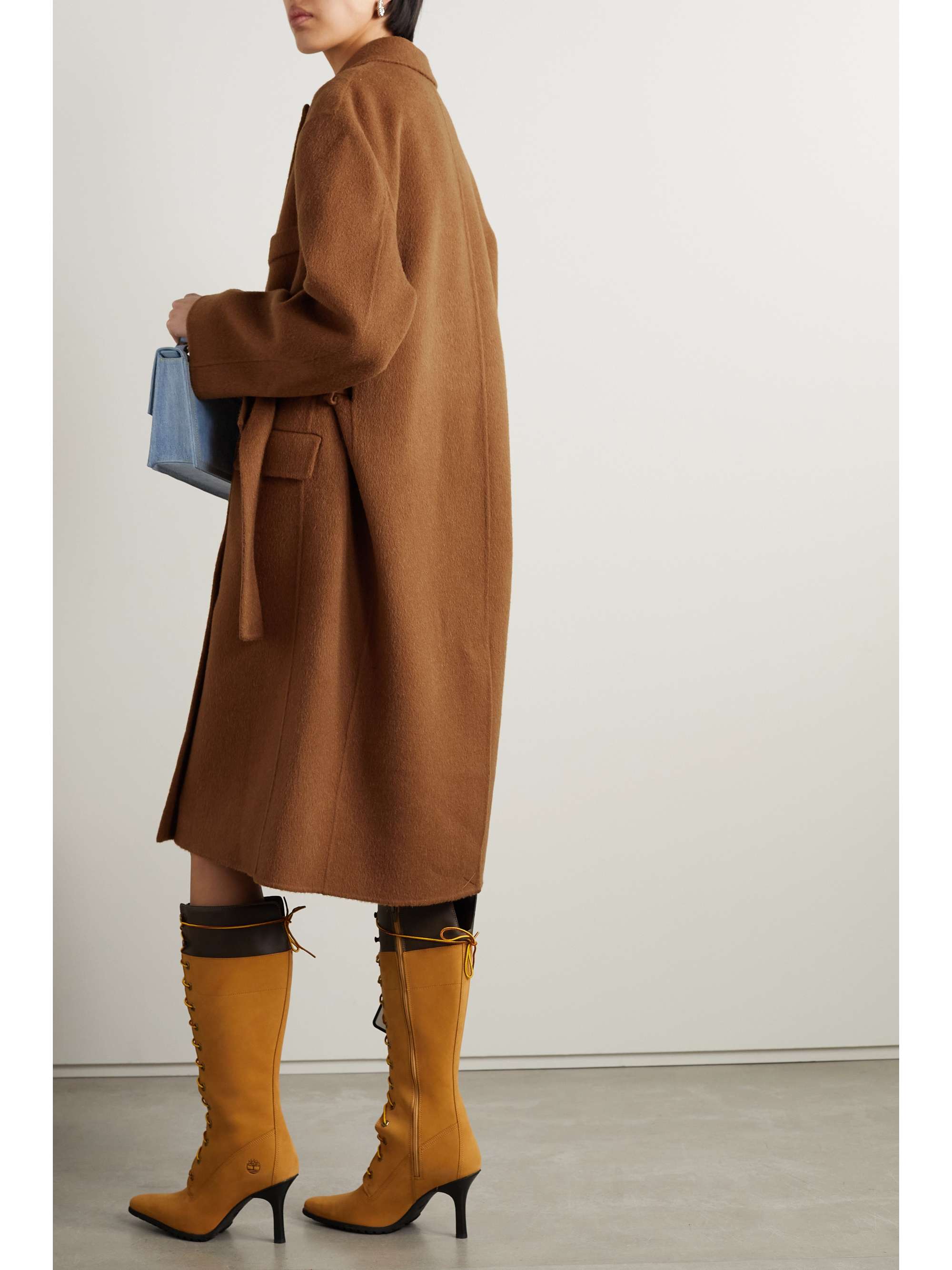 ACNE STUDIOS Belted double-breasted brushed wool and alpaca-blend coat