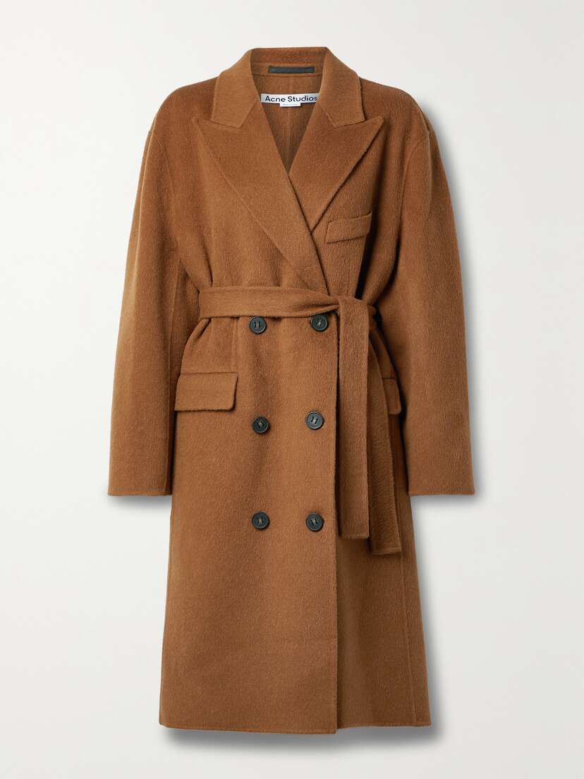 Acne Studios Belted Double-breasted Brushed Wool And Alpaca-blend Coat - EU 40