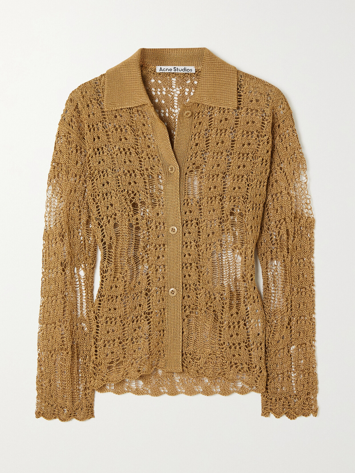 Acne Studios - Metallic Crochet-knit Cardigan - Brown