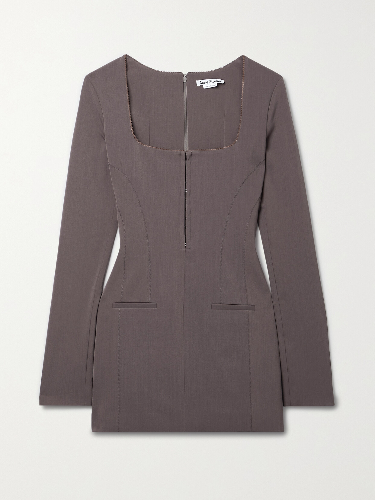 Acne Studios Dennika Gabardine Mini Dress In Brown