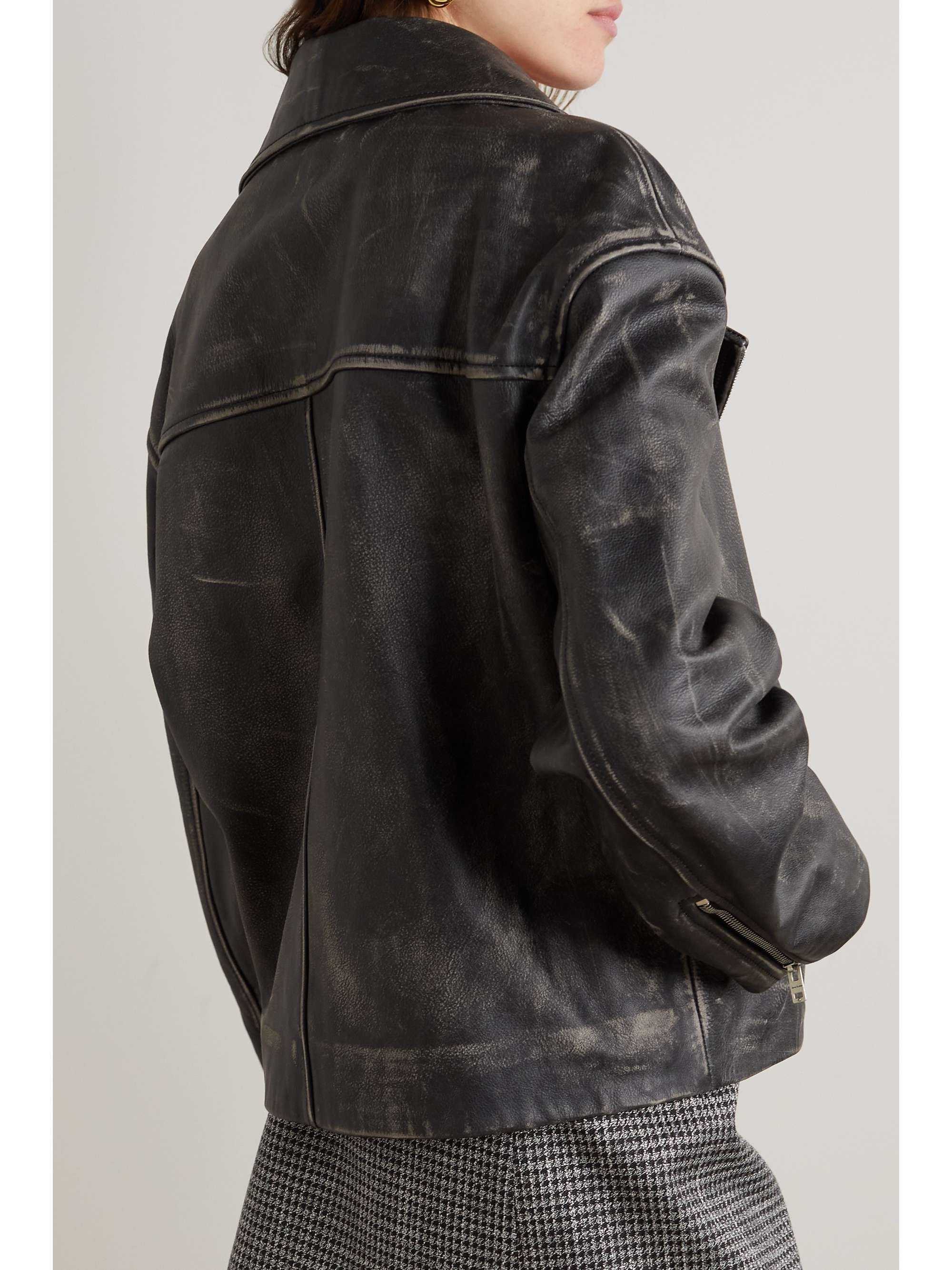 ACNE STUDIOS Veste motarde oversize en cuir effet vieilli