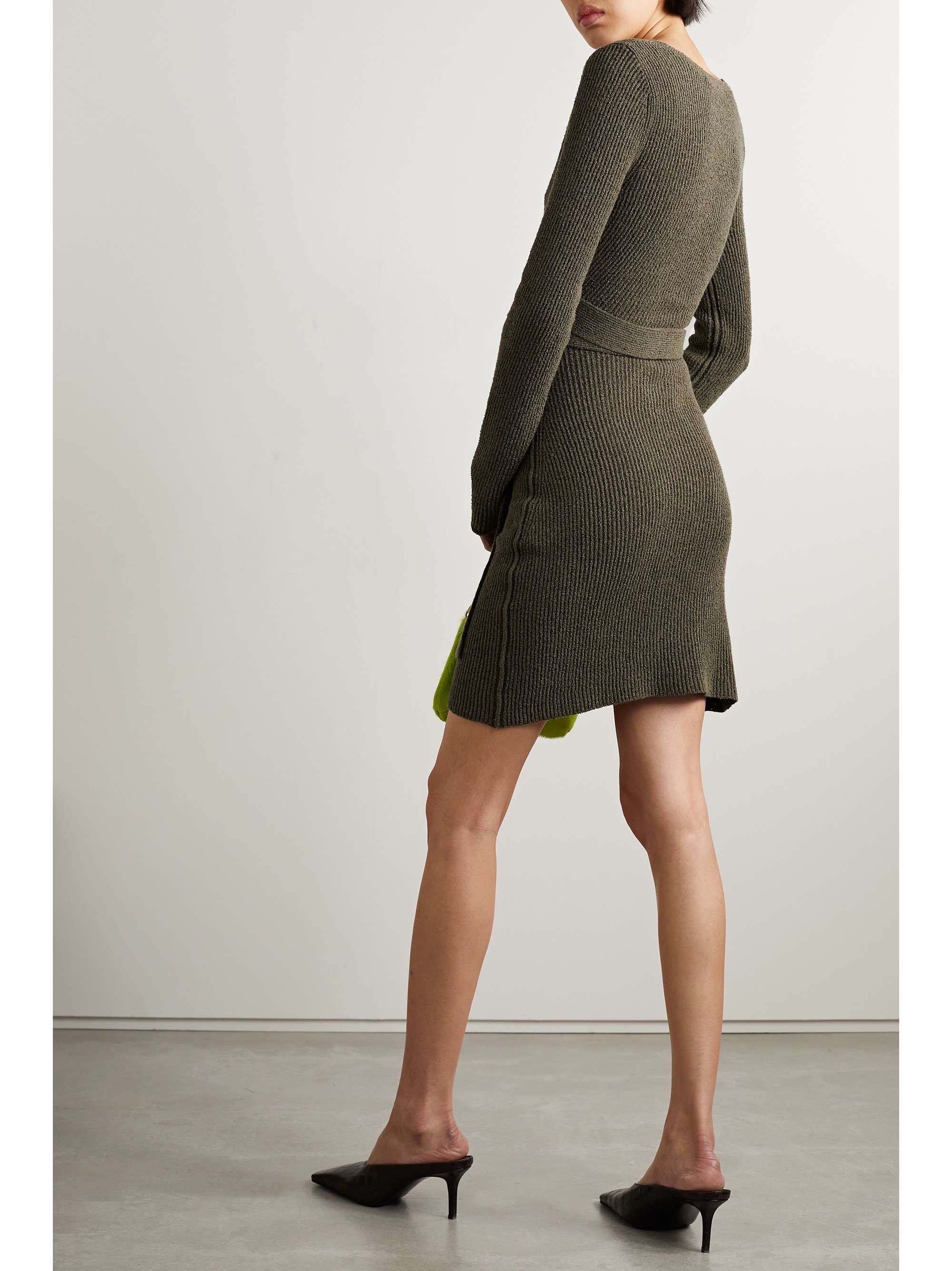 ACNE STUDIOS Ribbed-knit mini wrap dress