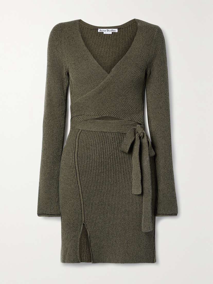 Acne Studios Ribbed-knit Mini Wrap Dress