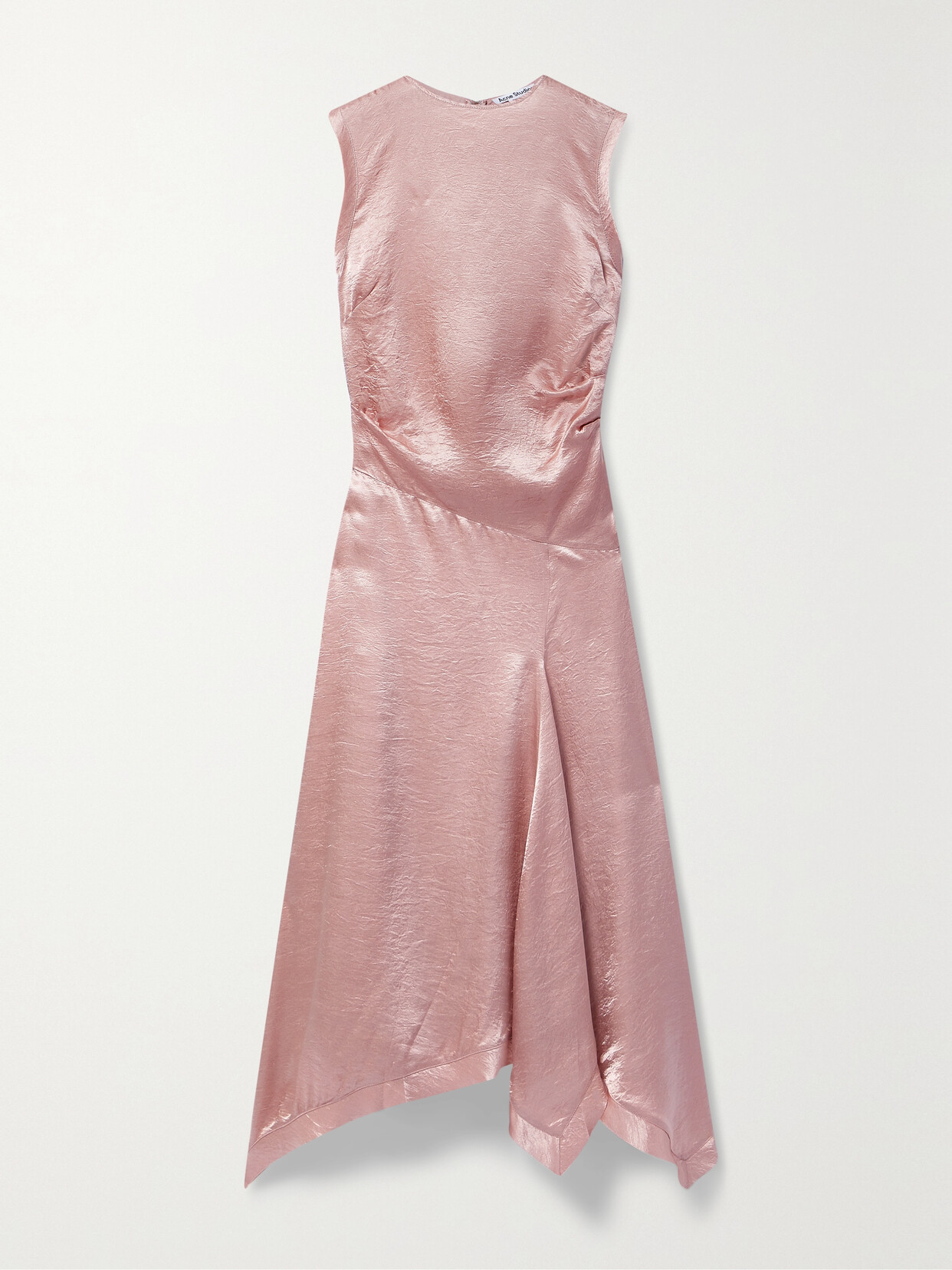 ACNE STUDIOS ASYMMETRIC CRINKLED-SATIN MIDI DRESS