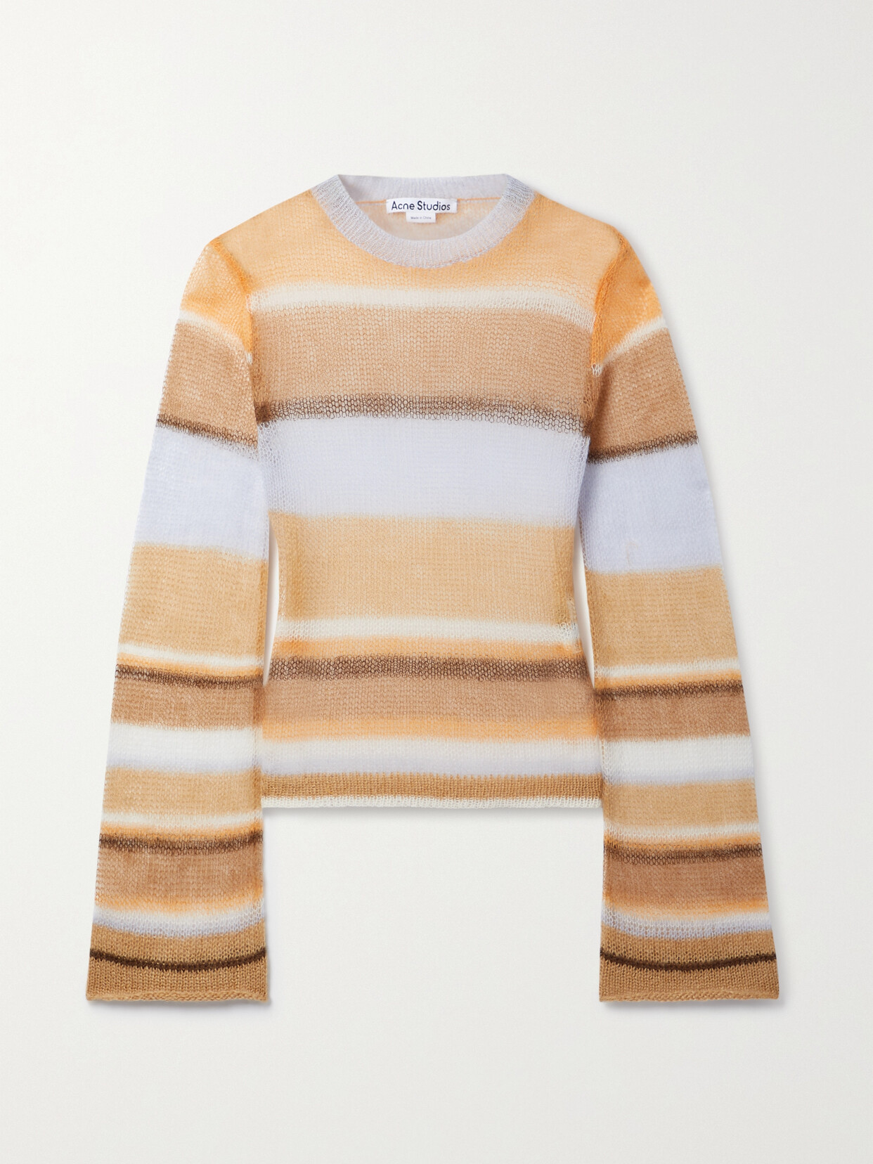 Acne Studios - Striped Open-knit Mohair-blend Sweater - Brown