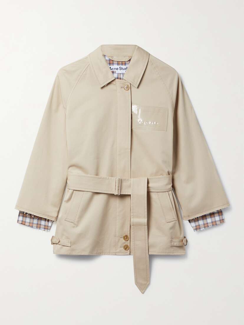 Acne Studios Belted Appliquéd Cotton-blend Gabardine Trench Coat - EU 42