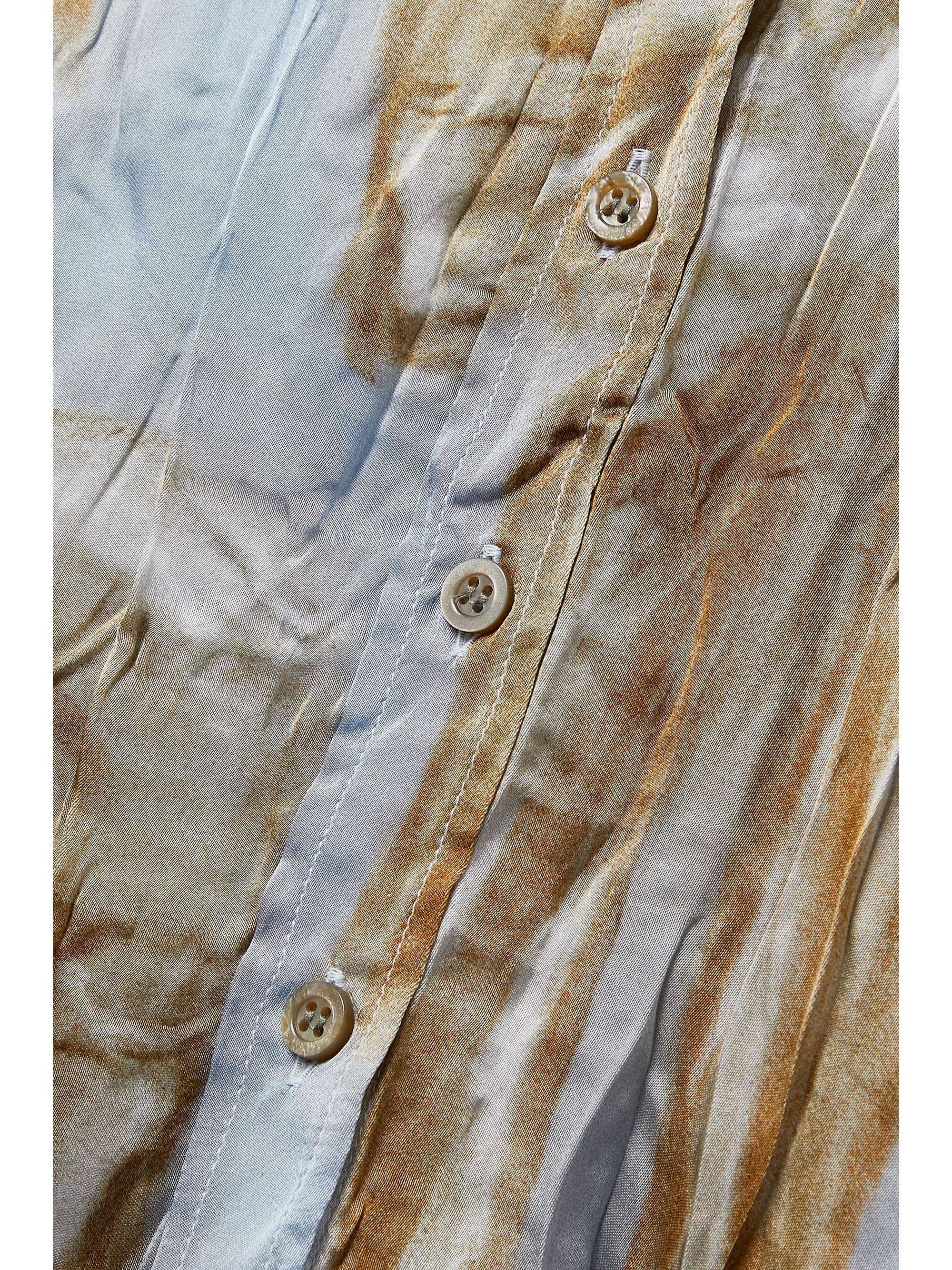 ACNE STUDIOS Tulle-trimmed printed crinkled-satin blouse