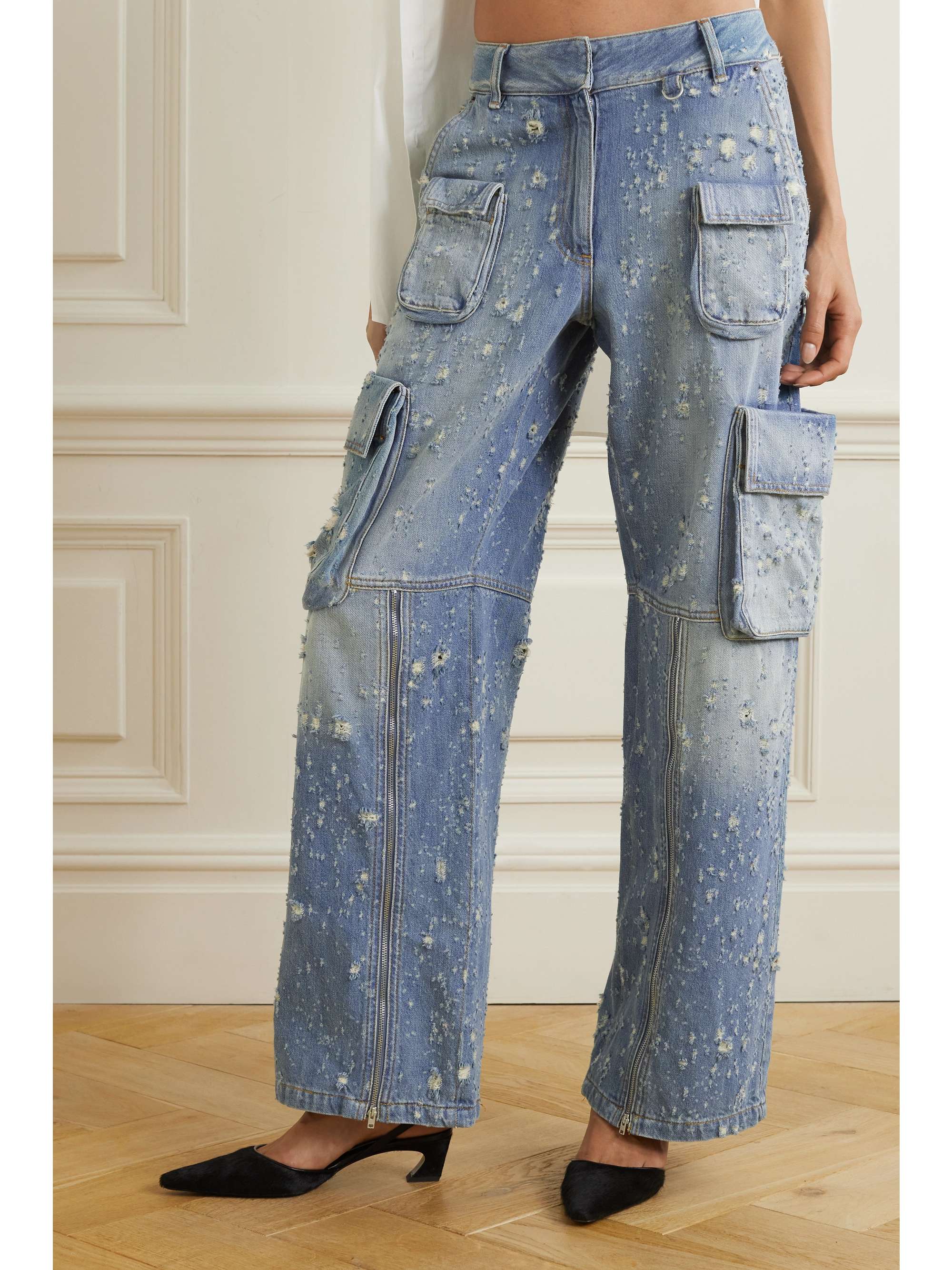 ACNE STUDIOS Distressed wide-leg cargo jeans