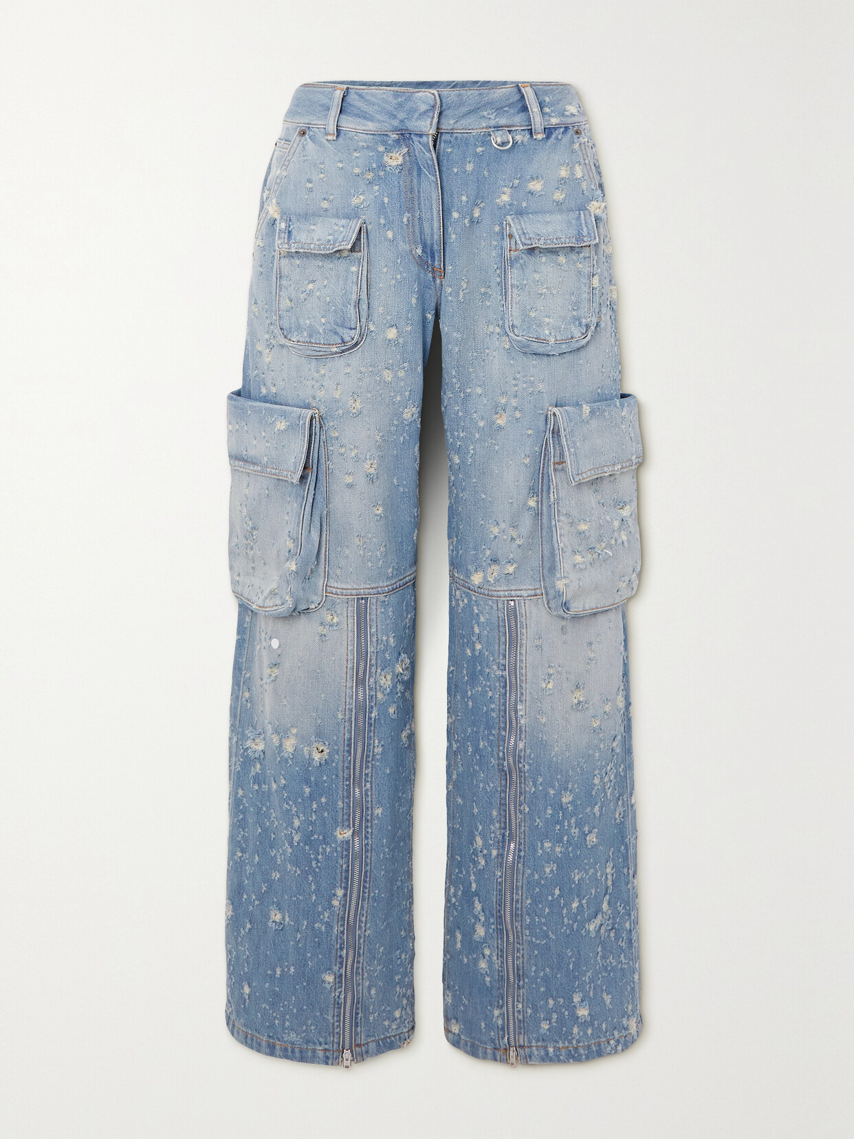 Shop Acne Studios Distressed Boyfriend Cargo Jeans In Blue