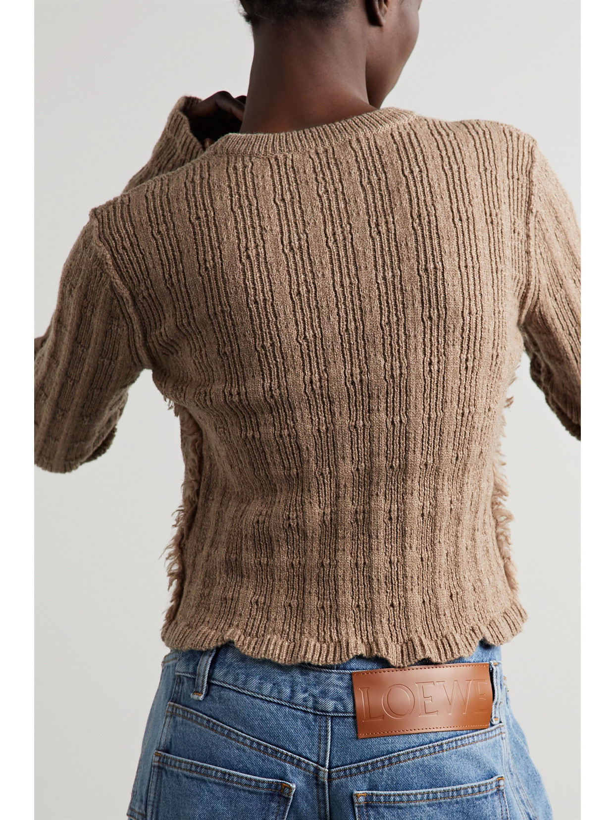 ACNE STUDIOS FRINGED RIBBED WOOL-BLEND SWEATER