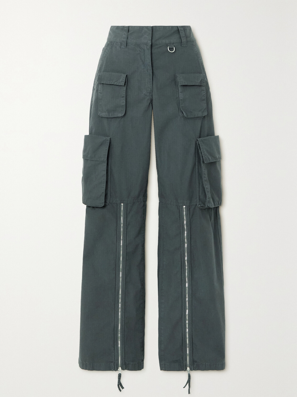 Shop Acne Studios Cotton-ripstop Wide-leg Cargo Pants In Gray