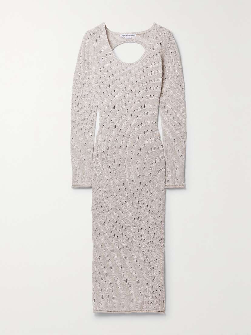Acne Studios Open-back Crocheted Stretch Cotton-blend Midi Dress