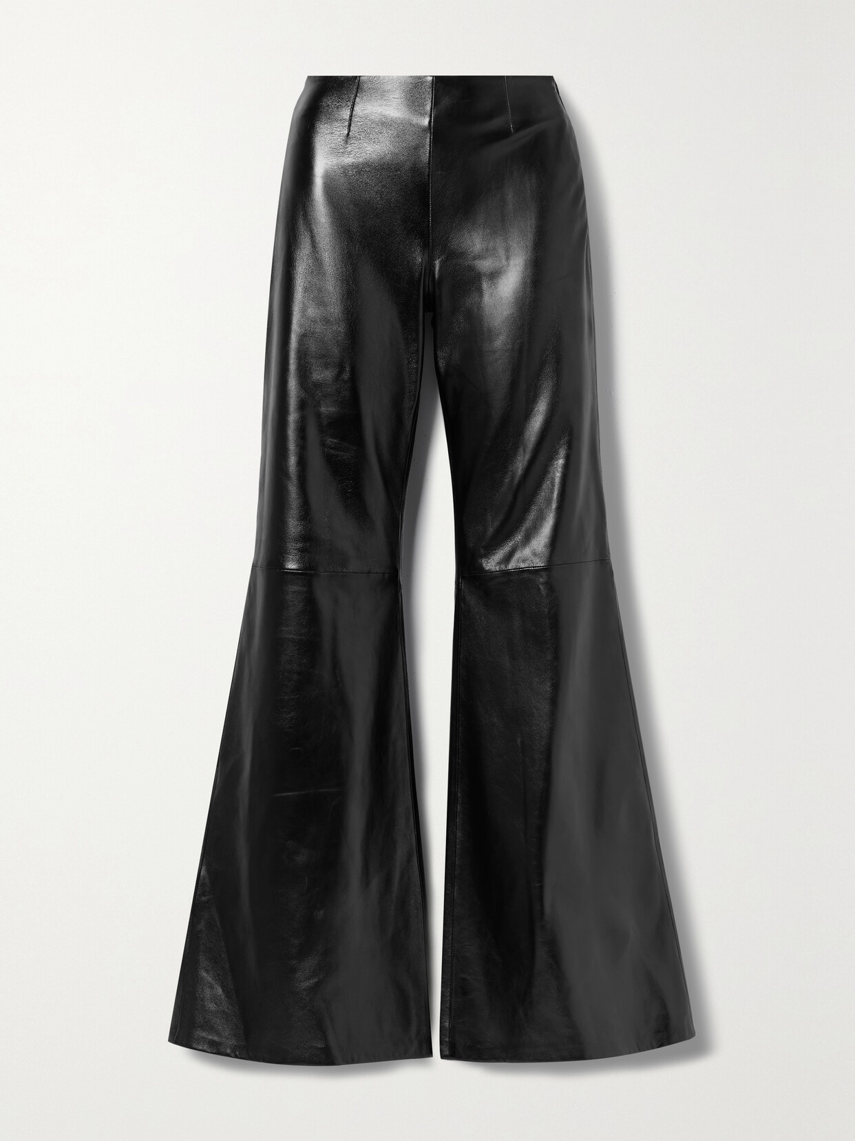 Shop Acne Studios Glossed-leather Flared Pants In Black