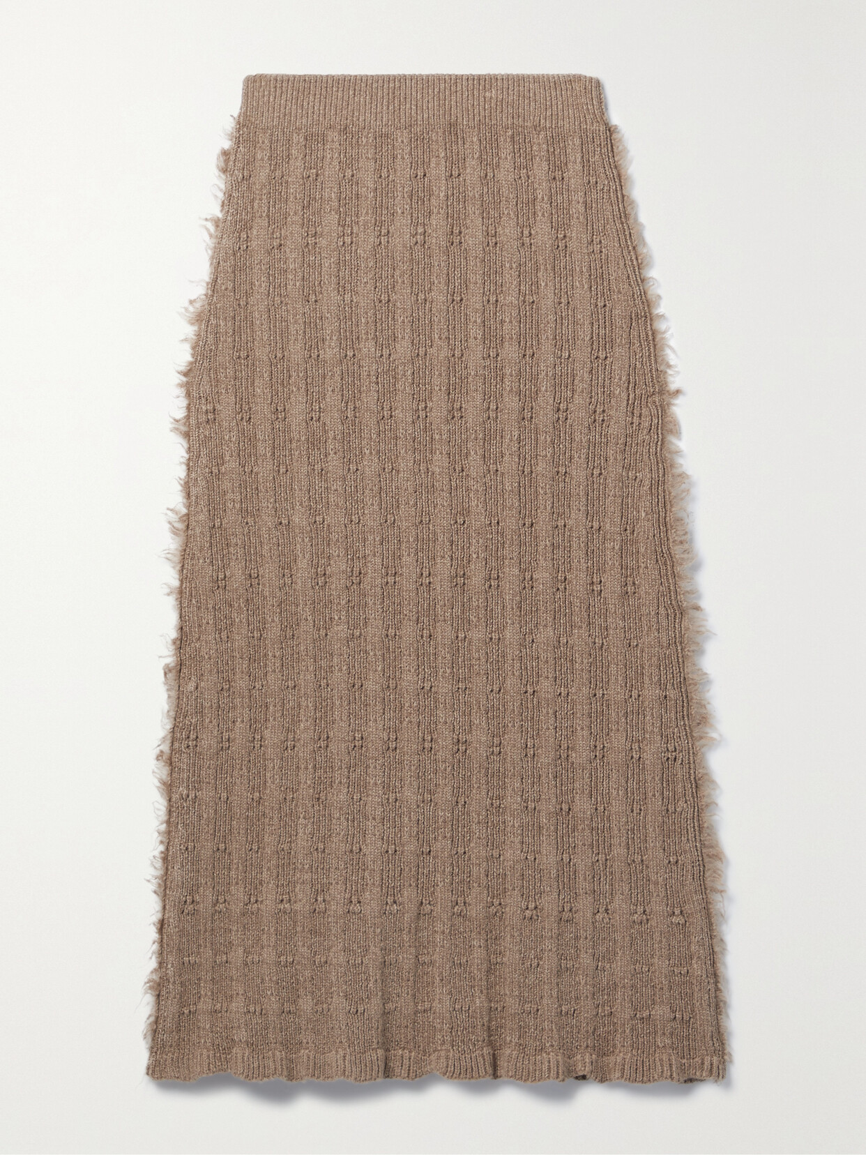 Acne Studios - Frayed Ribbed Wool-blend Midi Skirt - Brown