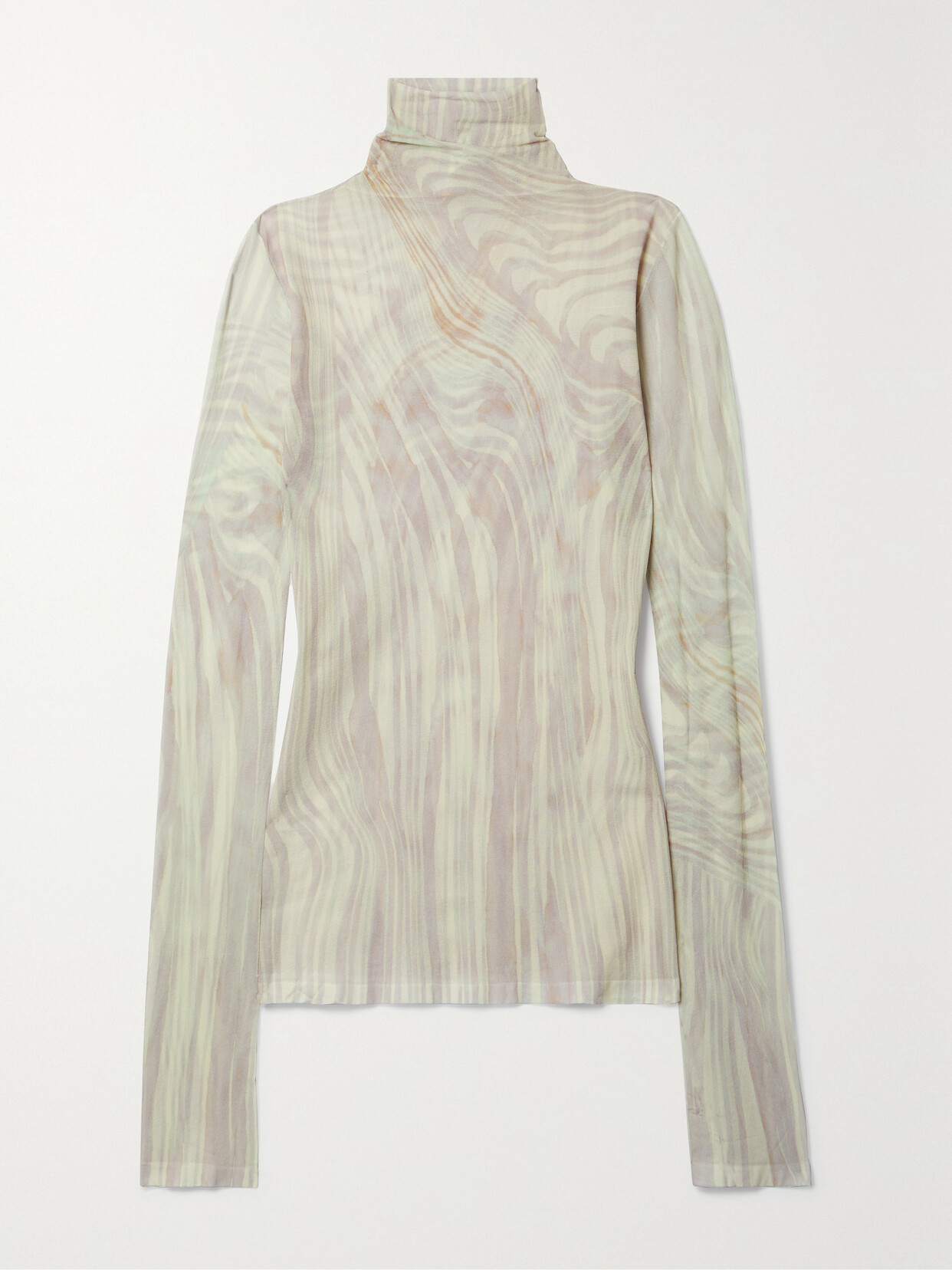 Acne Studios - Printed Stretch-chiffon Turtleneck Top - Neutrals