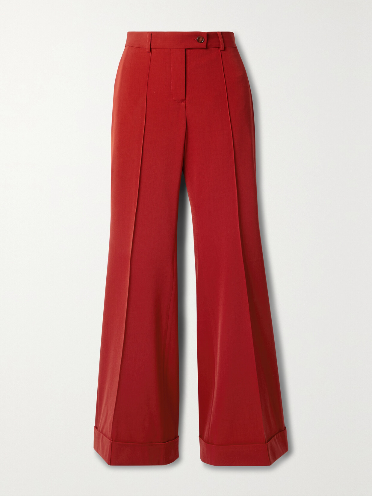 Shop Acne Studios Pleated Twill Flared Pants In Red