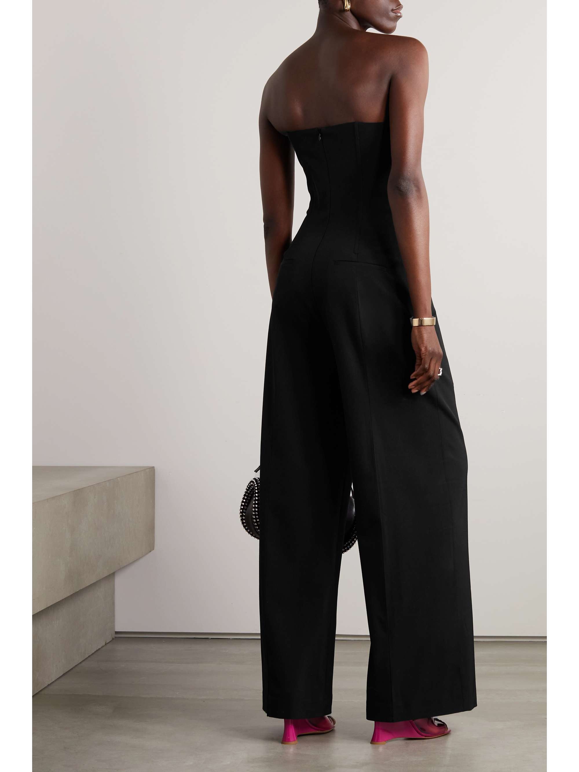 ACNE STUDIOS Strapless herringbone wide-leg jumpsuit