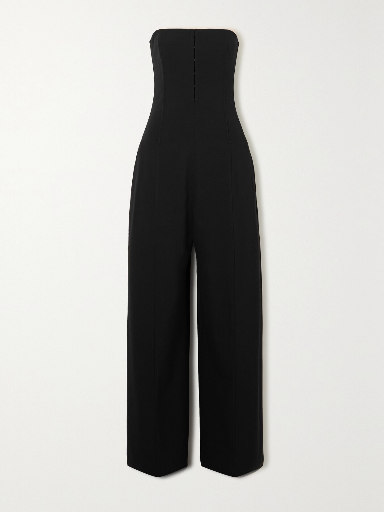 Shop Acne Studios Strapless Herringbone Wide-leg Jumpsuit In Black