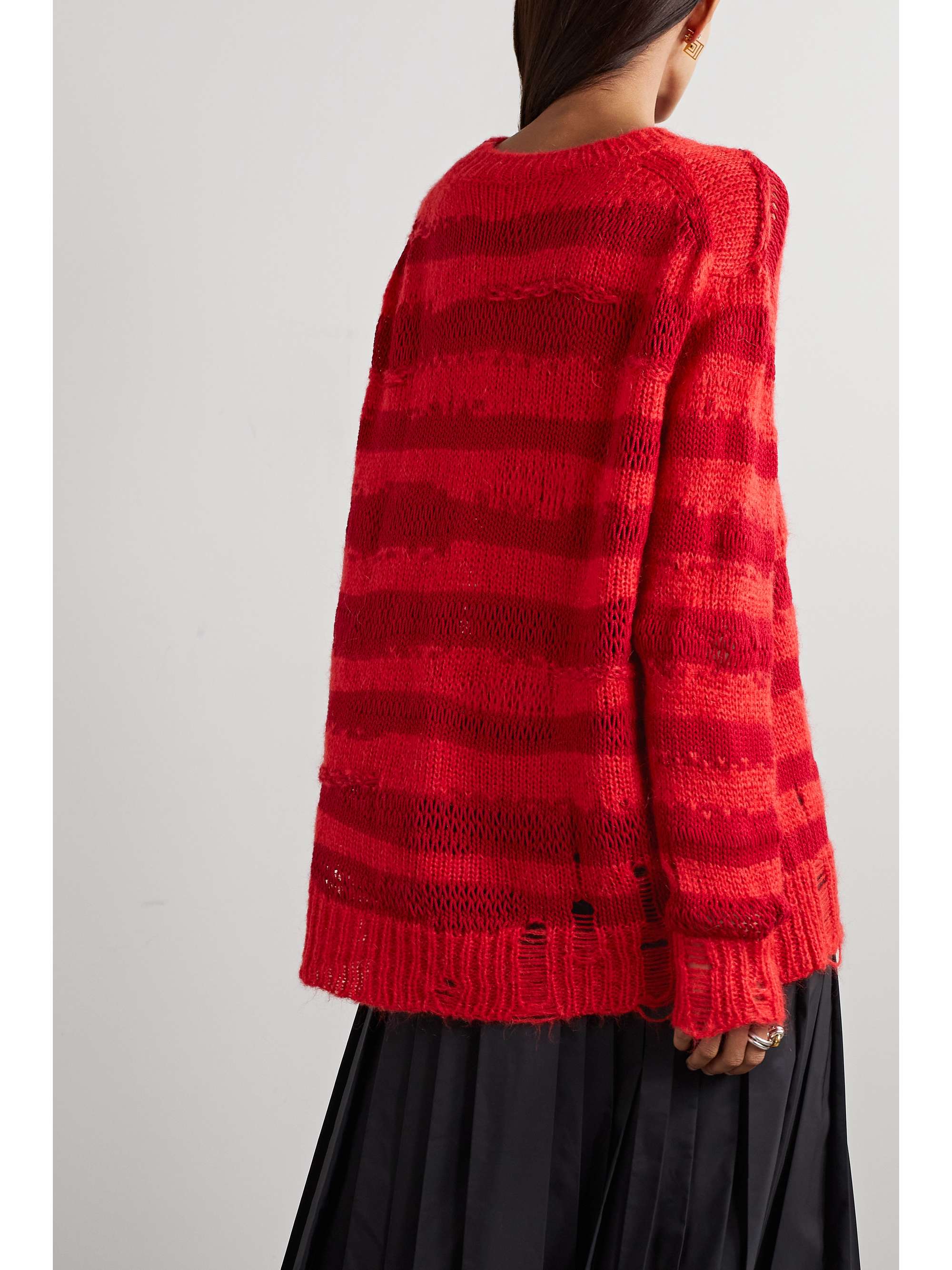 ACNE STUDIOS Distressed striped knitted sweater