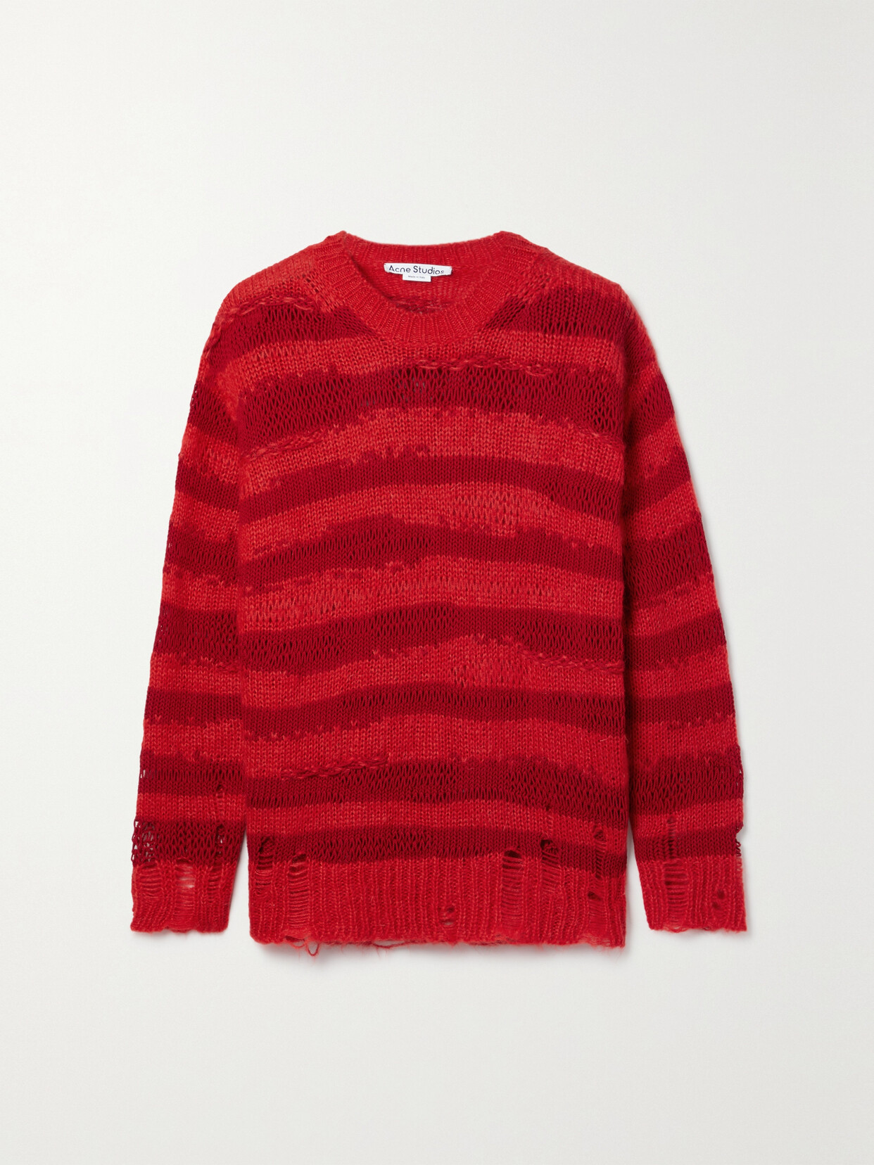 Acne Studios - Distressed Striped Knitted Sweater - Red