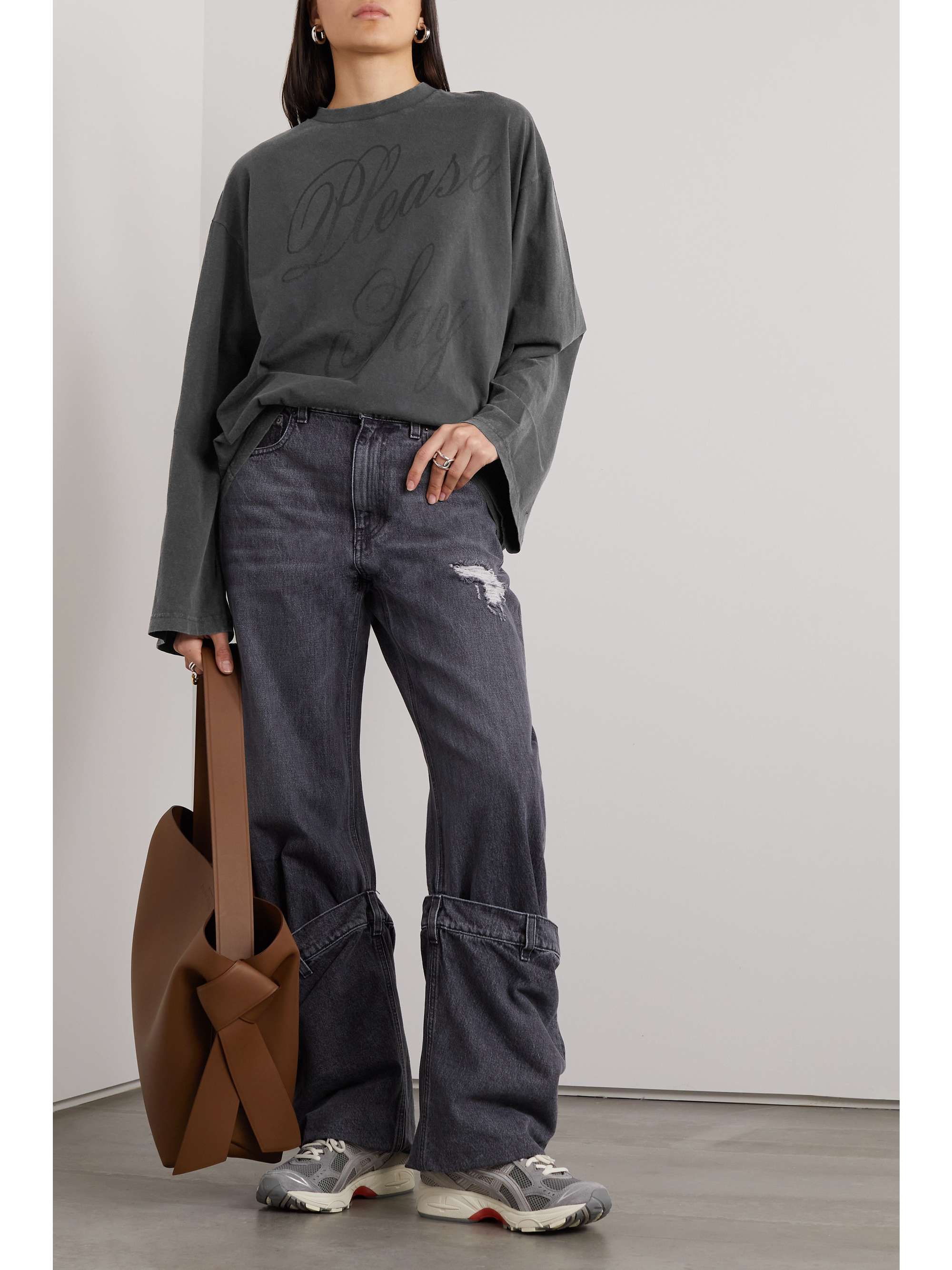 Oversized printed cotton and hemp-blend jersey T-shirt, Acne Studios