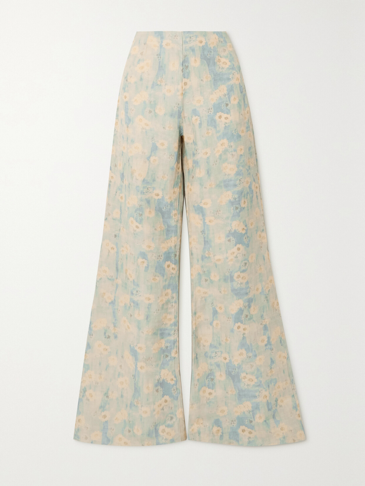 Acne Studios Floral-print Woven Wide-leg Pants In Blue