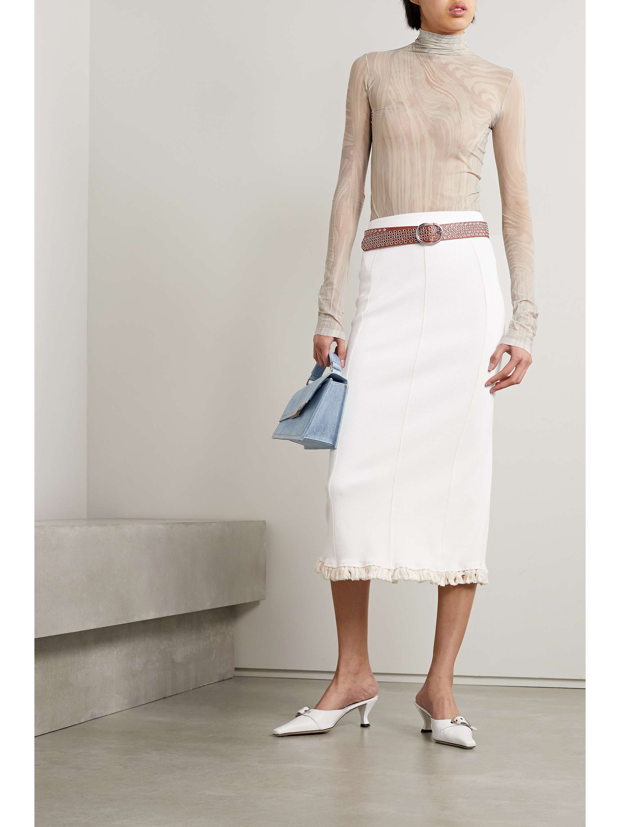 ACNE STUDIOS Tasseled ribbed-knit midi skirt | NET-A-PORTER