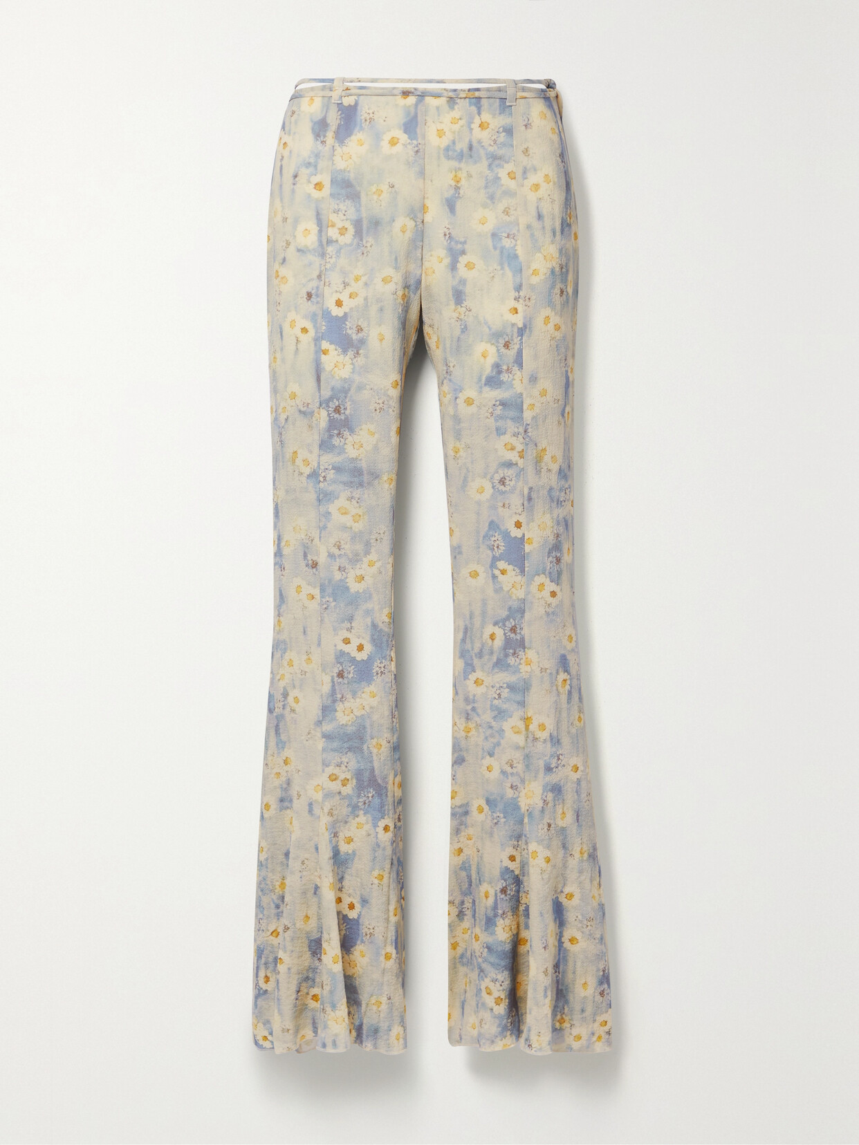 Acne Studios - Floral-print Crepe De Chine Flared Pants - Blue