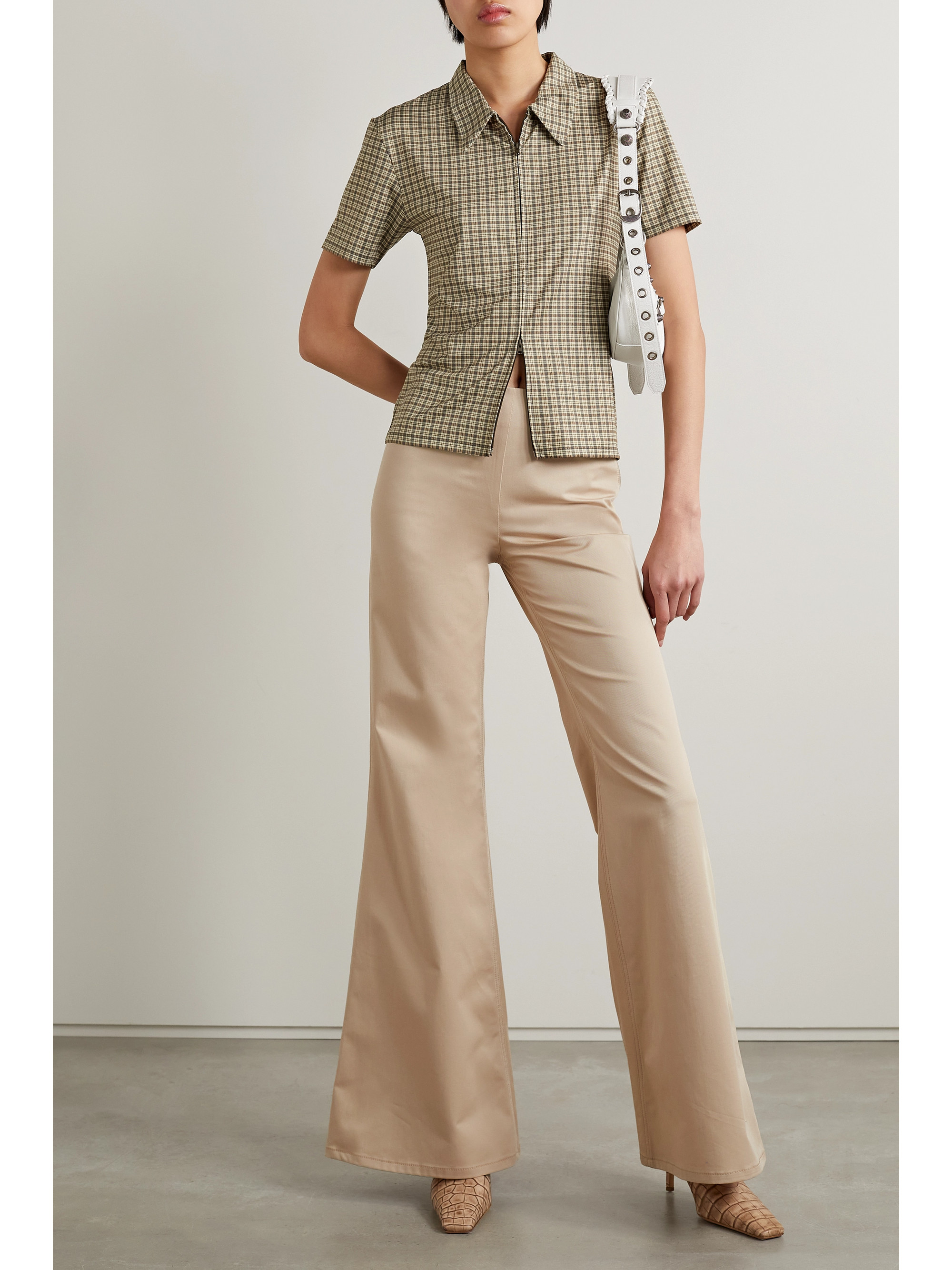 Acne Studios Flared stretch-cotton twill pants thumbnail
