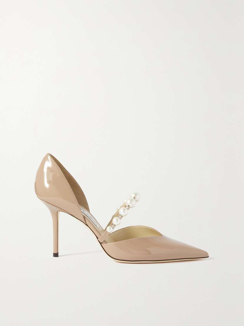 Jimmy Choo Aurelie 85 Embellished Patent-leather Point-toe Pumps