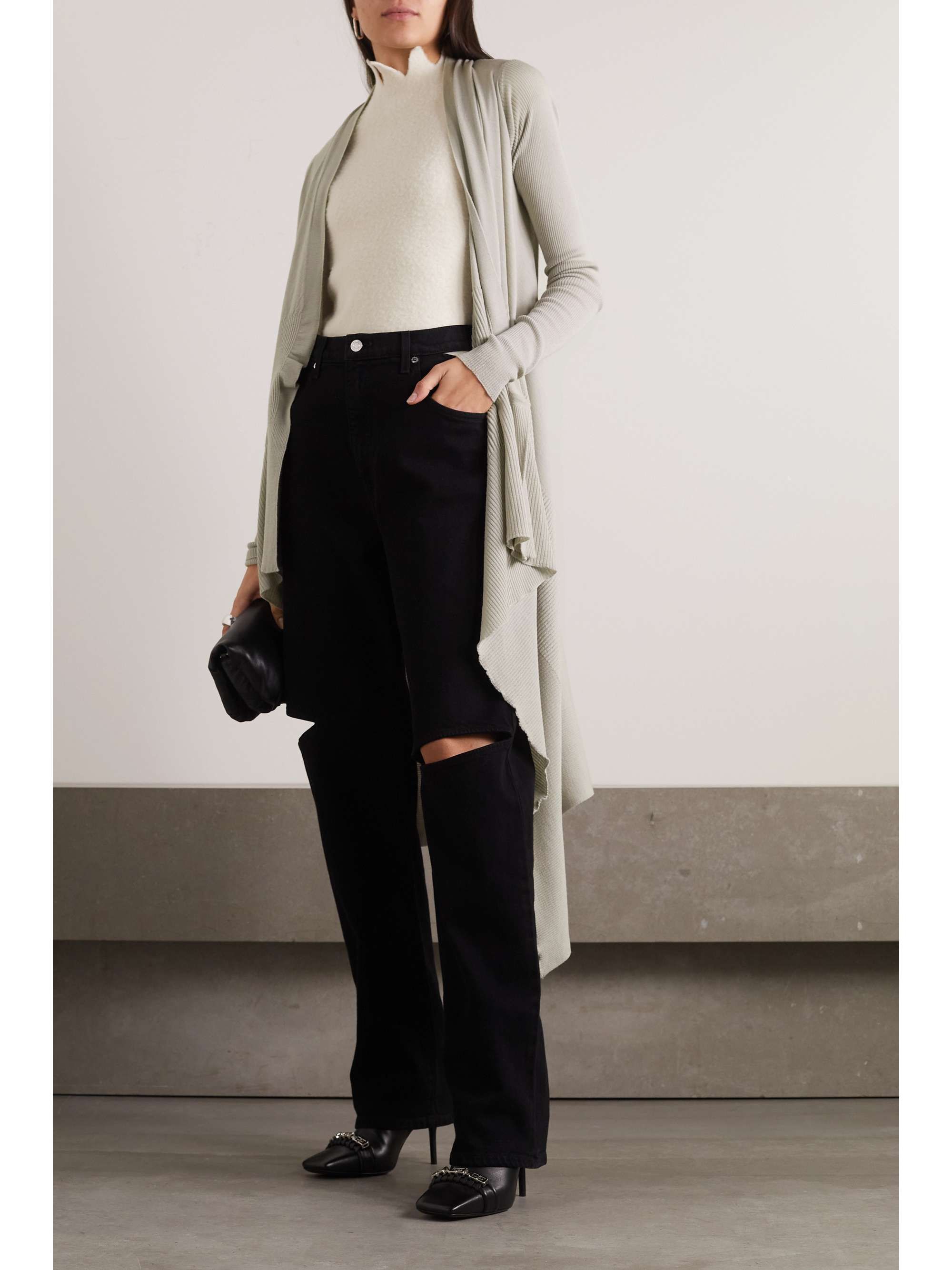 RICK OWENS 垂坠羊毛开襟衫