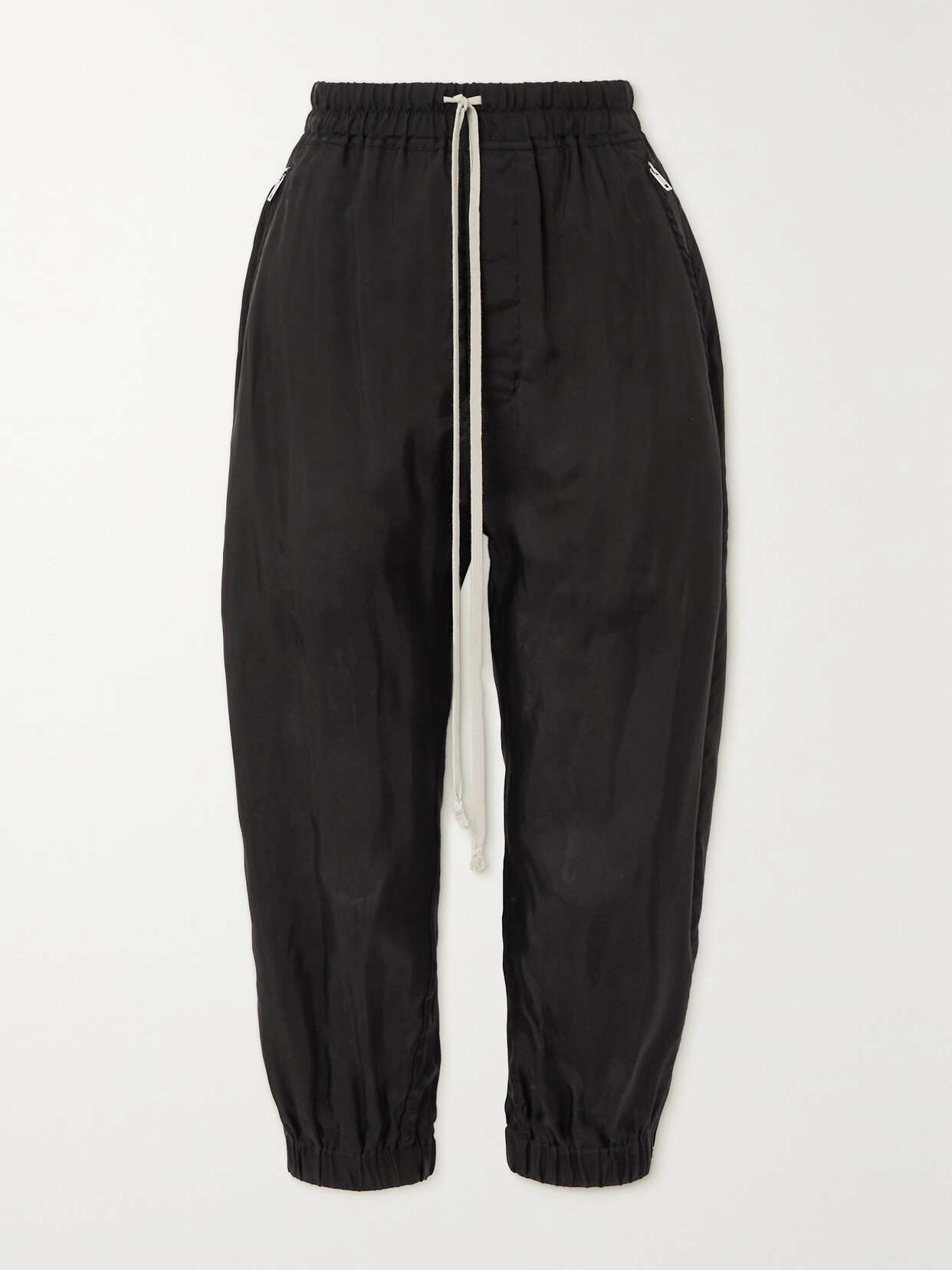 Rick Owens - Cropped Crepe De Chine Track Pants - Black