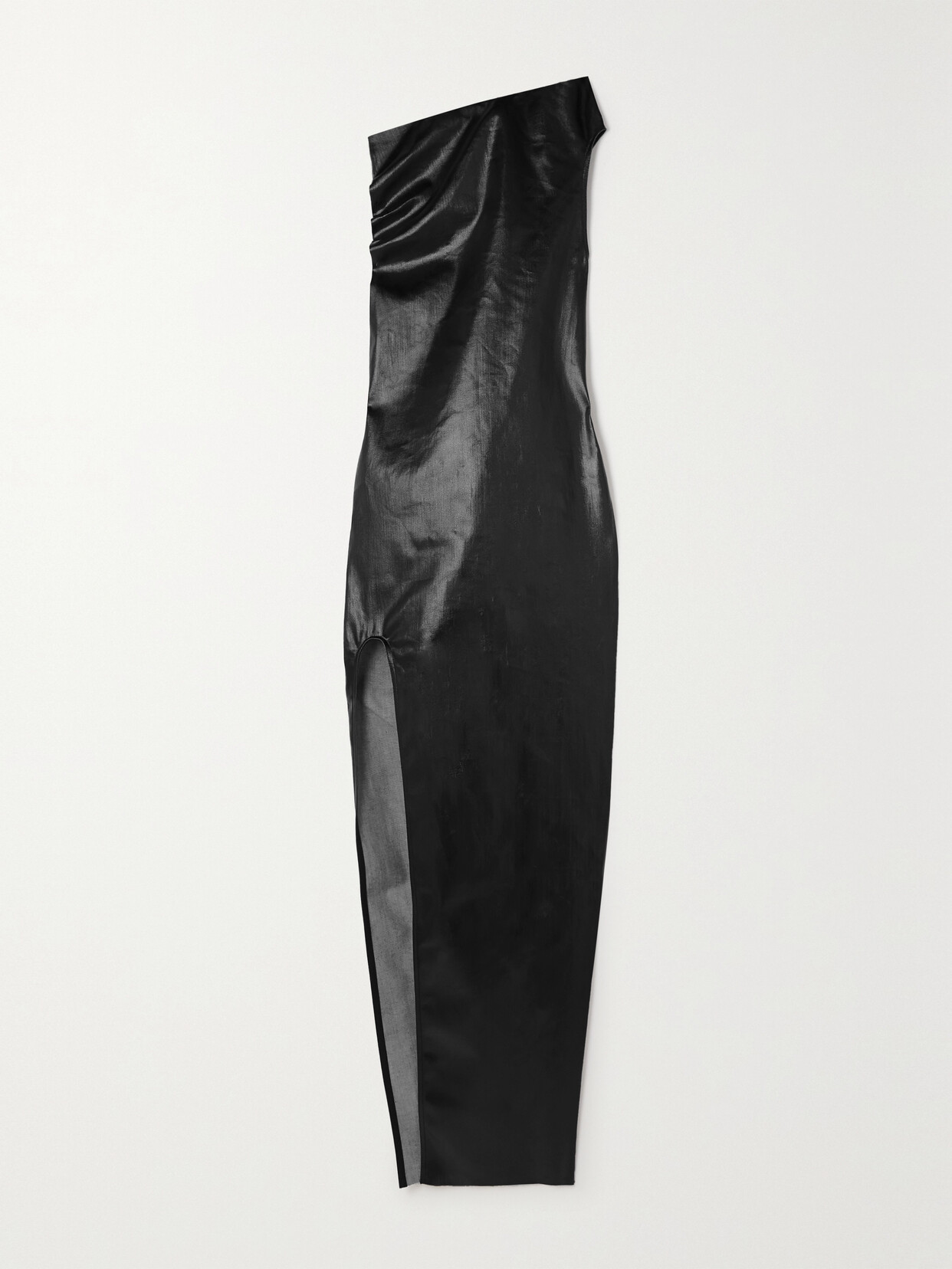 Rick Owens - One-shoulder Coated Cotton-blend Maxi Dress - Black