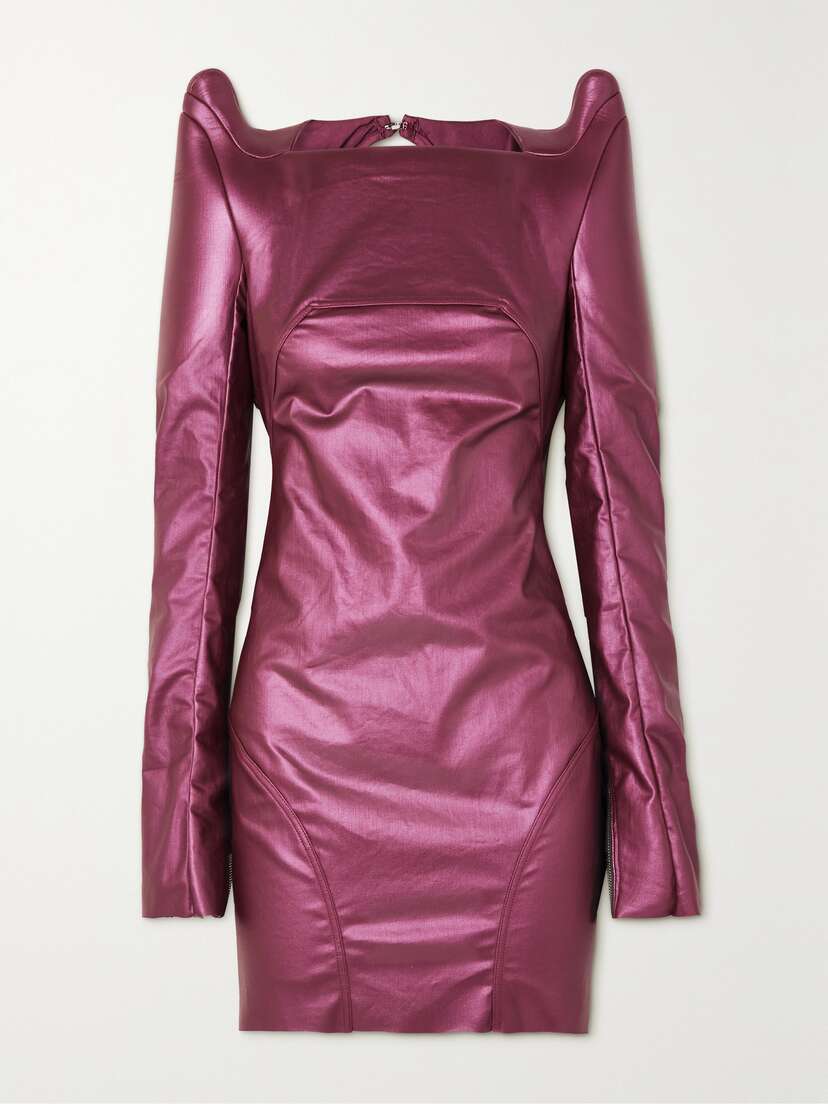 Rick Owens Abito Cutout Coated-denim Mini Dress