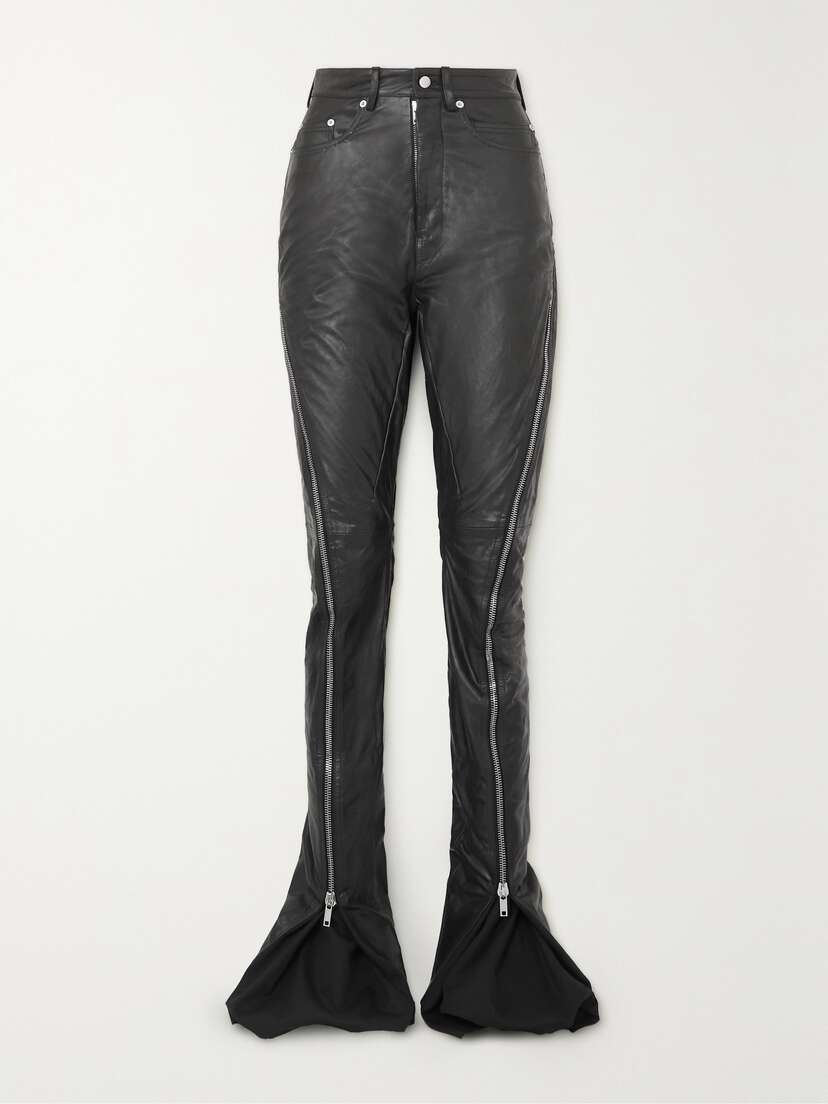 Rick Owens Zip-detailed Leather Flared Pants