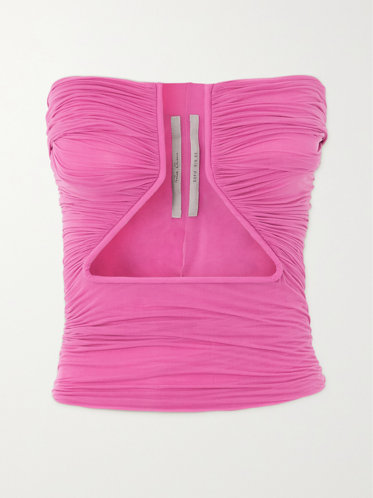 Rick Owens - Prong Strapless Ruched Cutout Stretch-jersey Top - Pink