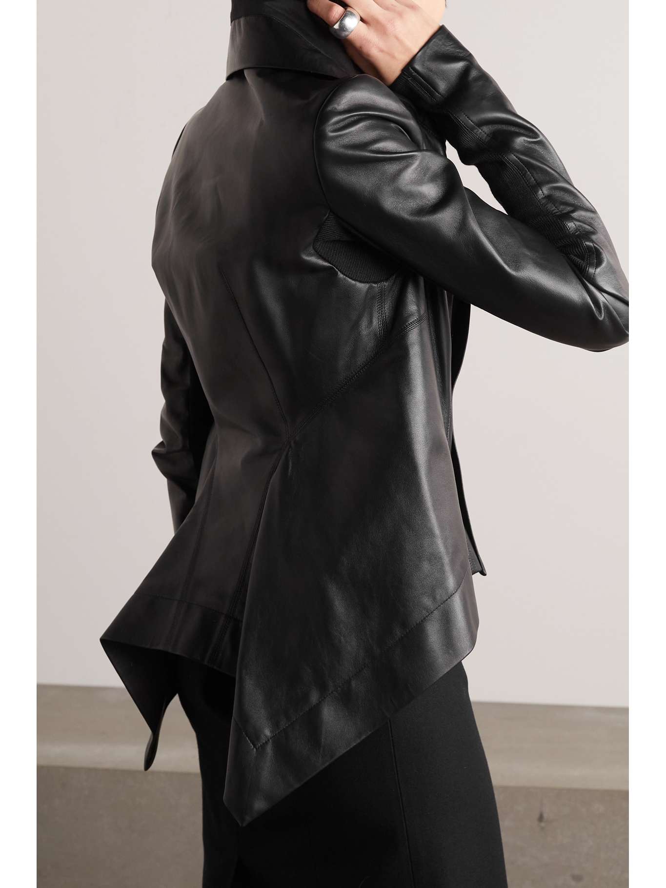 RICK OWENS Edfu Naska wooltrimmed leather biker jacket NETAPORTER KW