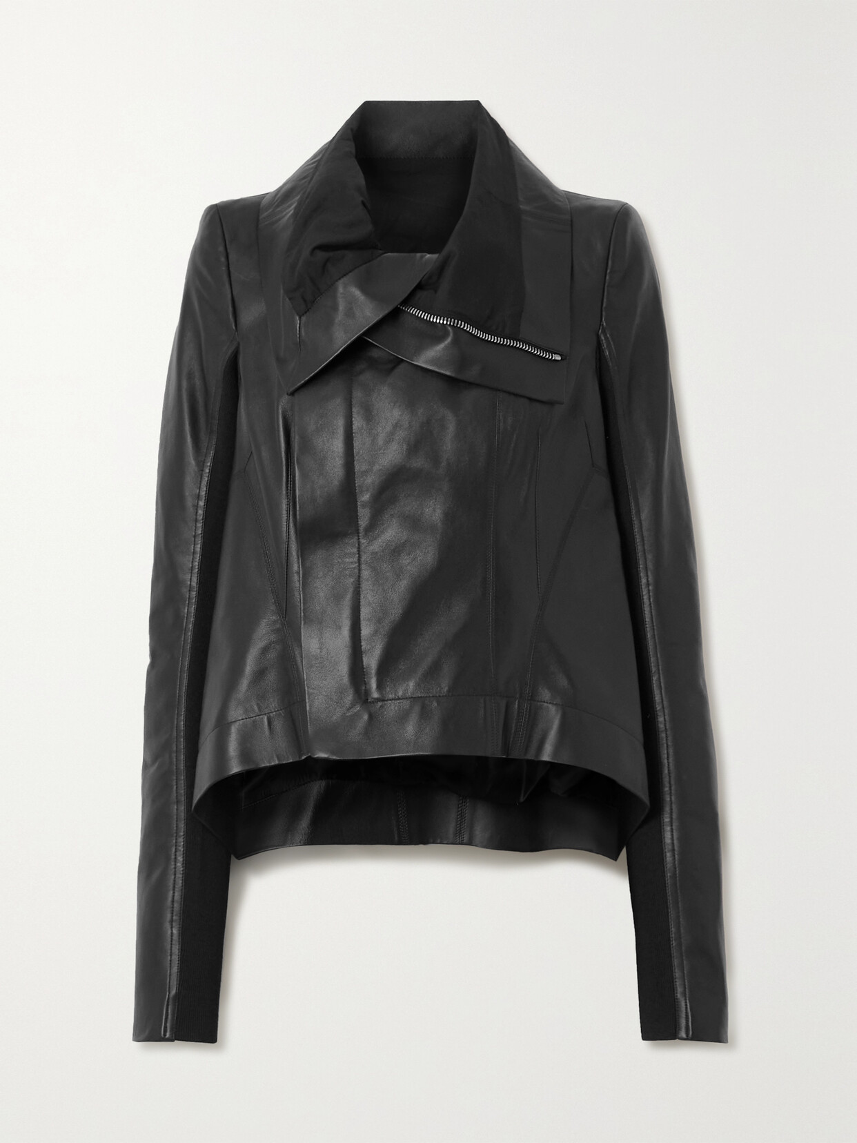 Rick Owens - Edfu Naska Wool-trimmed Leather Biker Jacket - Black