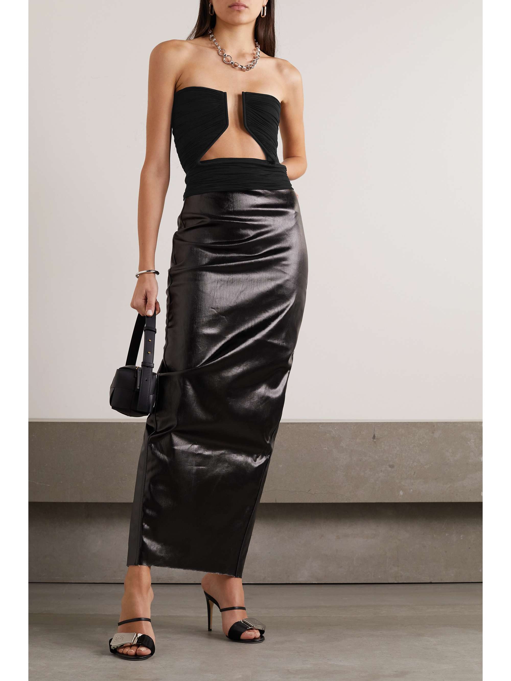 Black Strapless cutout ruched stretch-jersey top | RICK OWENS | NET-A ...