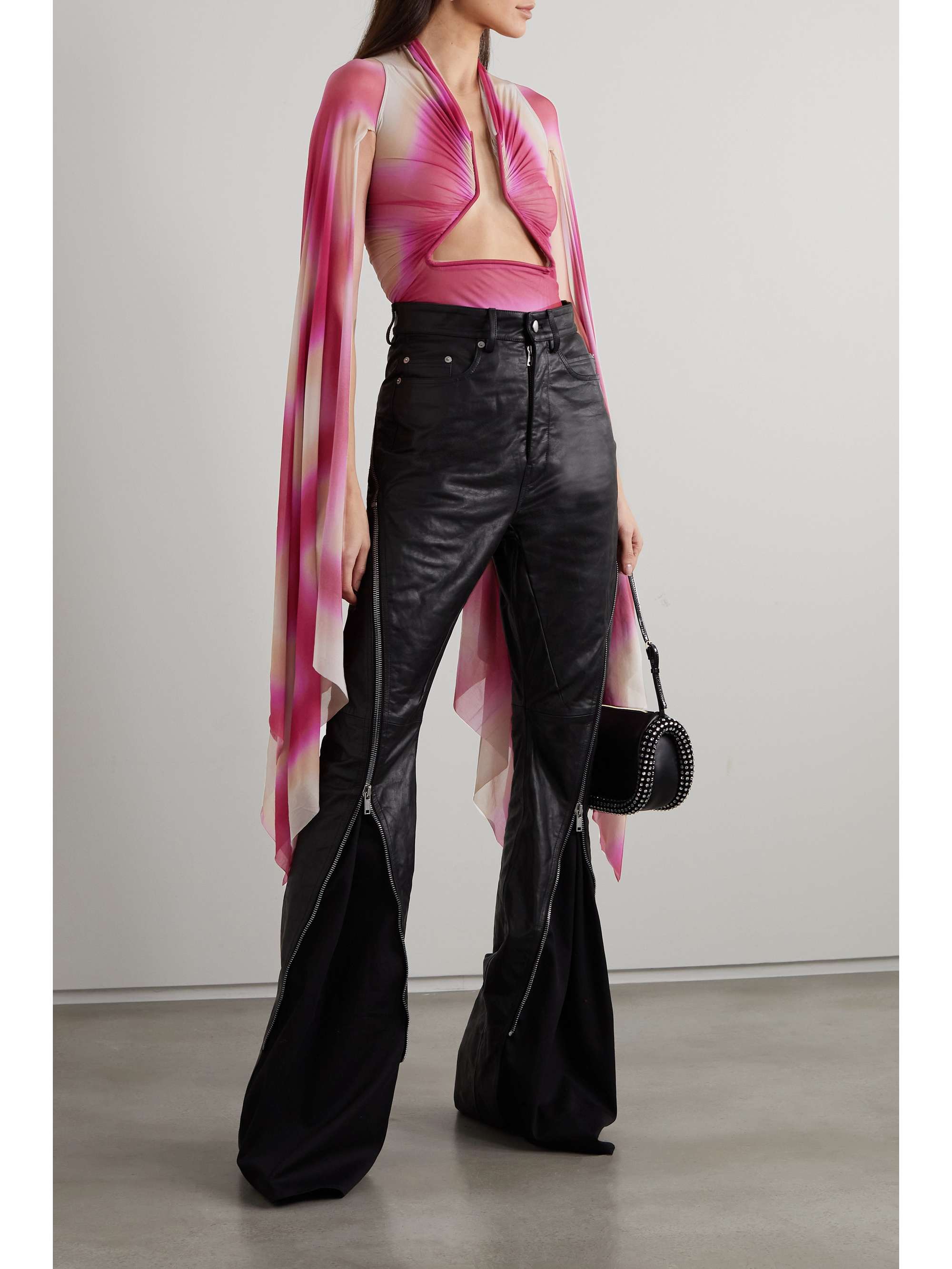 RICK OWENS ストレッチメッシュ トップス プリント＆カットアウト入り