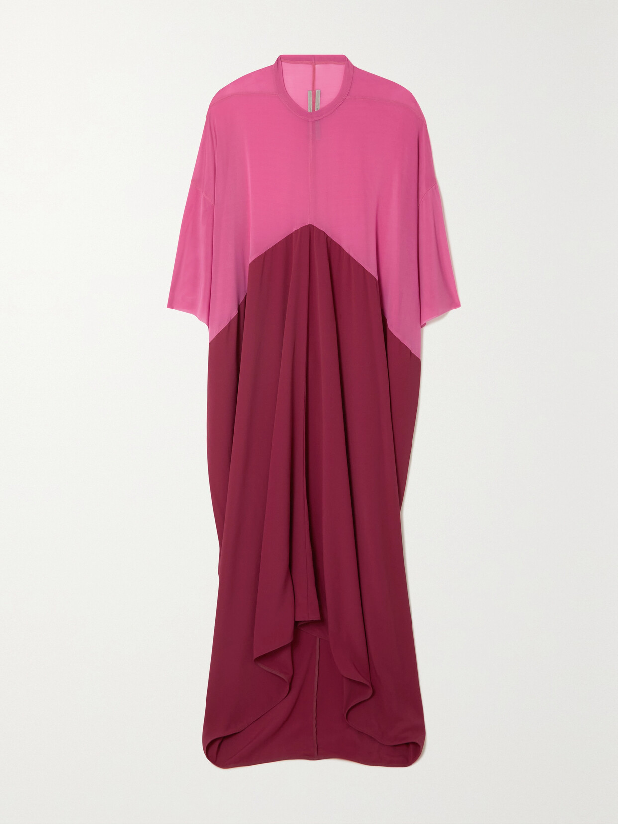 Rick Owens Paneled Chiffon And Crepe De Chine Maxi Dress In Pink