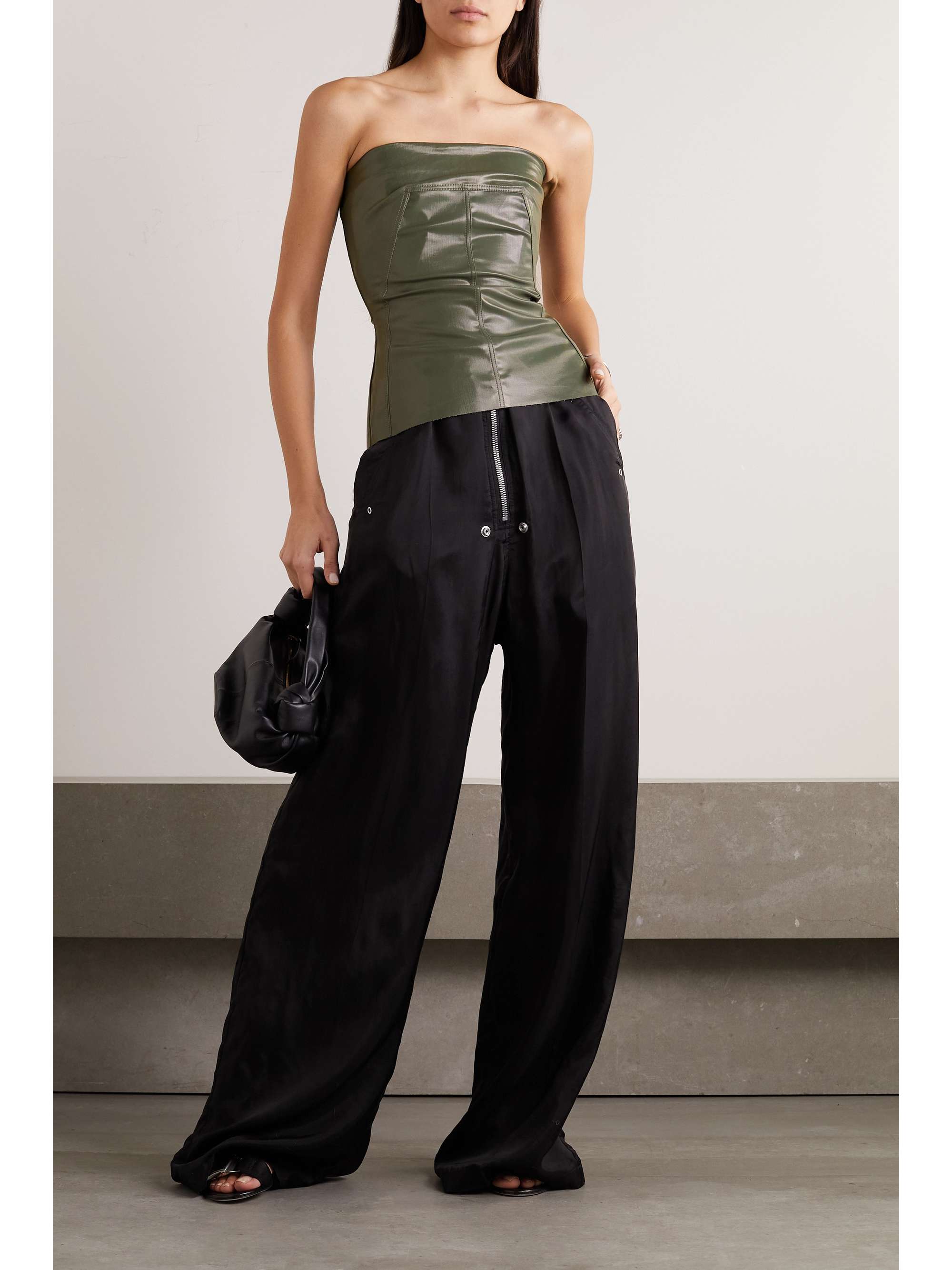 RICK OWENS コーティング パネル デニム ビスチェ ストラップレス トップス