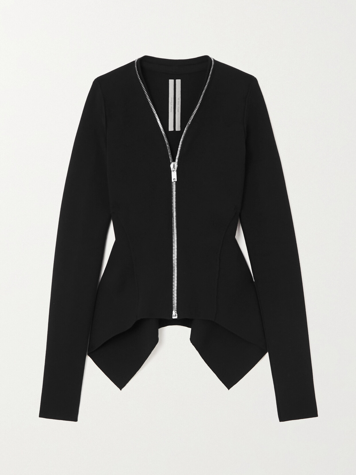 Rick Owens Asymmetric Ponte Jacket In Black