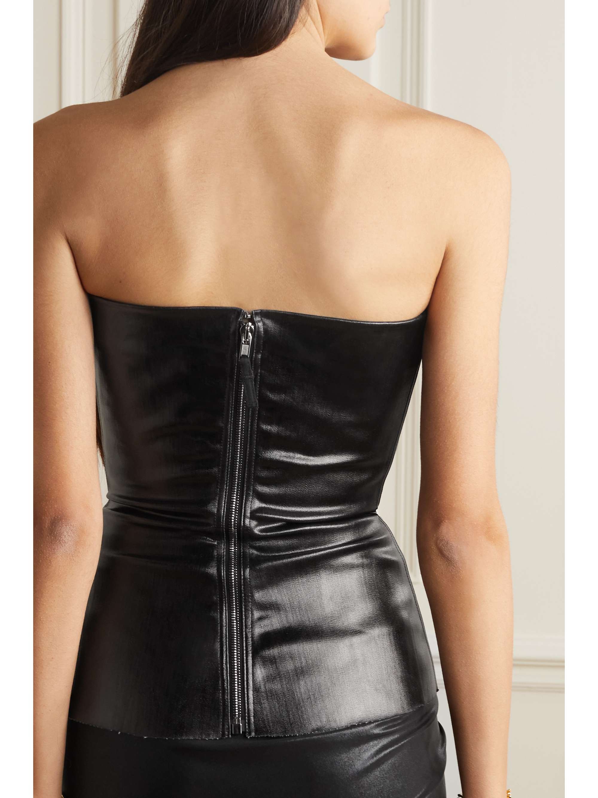 RICK OWENS コーティング デニム トップス ストラップレス