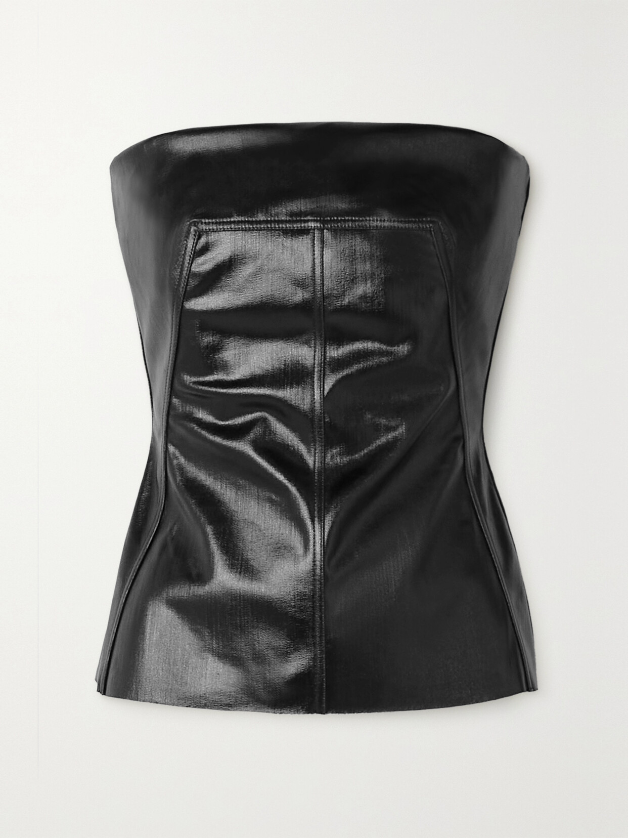 Rick Owens - Strapless Coated-denim Top - Black