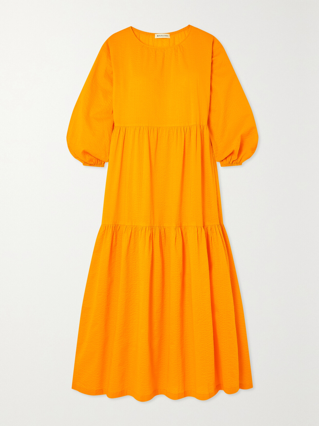 Bouguessa - Lulu Tiered Cotton-cloqué Midi Dress - Yellow