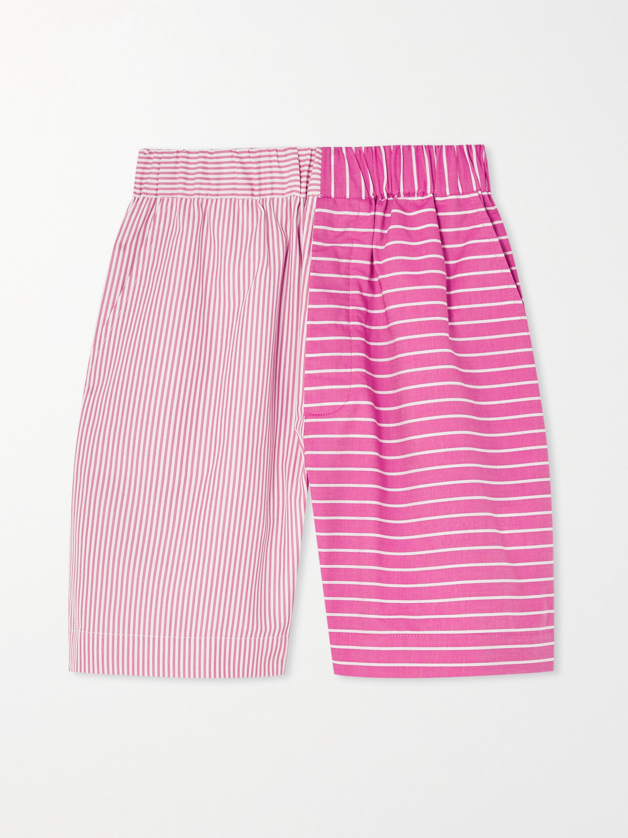 Bouguessa - Paneled Striped Cotton-poplin Shorts - Pink