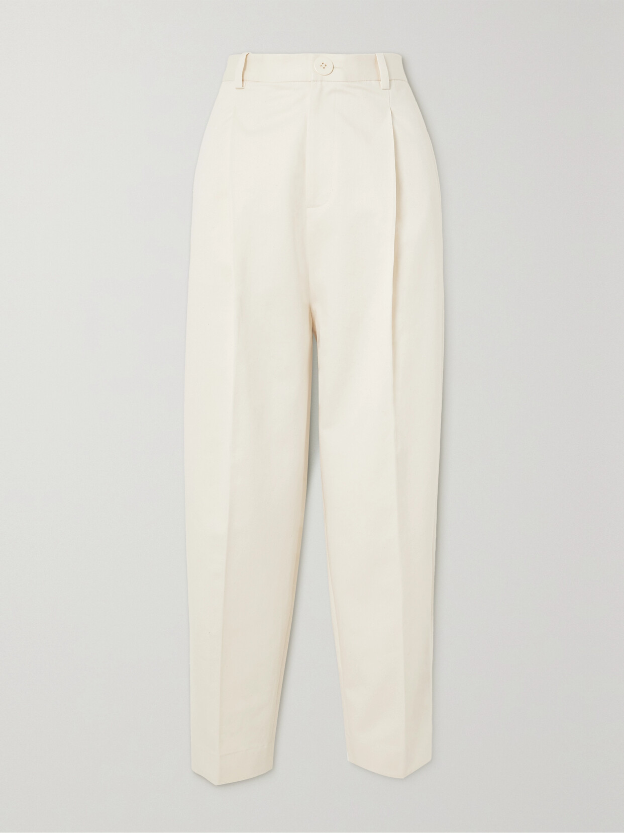 Bouguessa - Lee Pleated Cotton-twill Tapered Pants - Cream