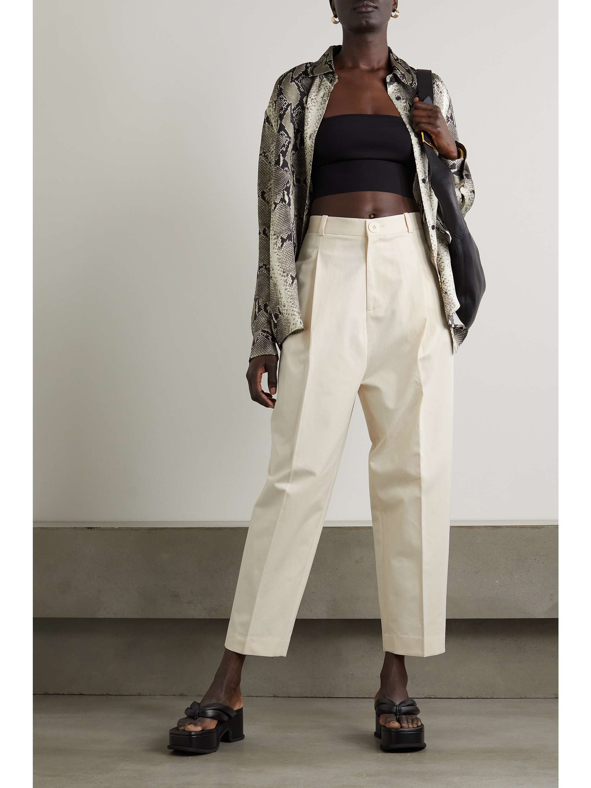 Lee pleated cotton twill tapered pants