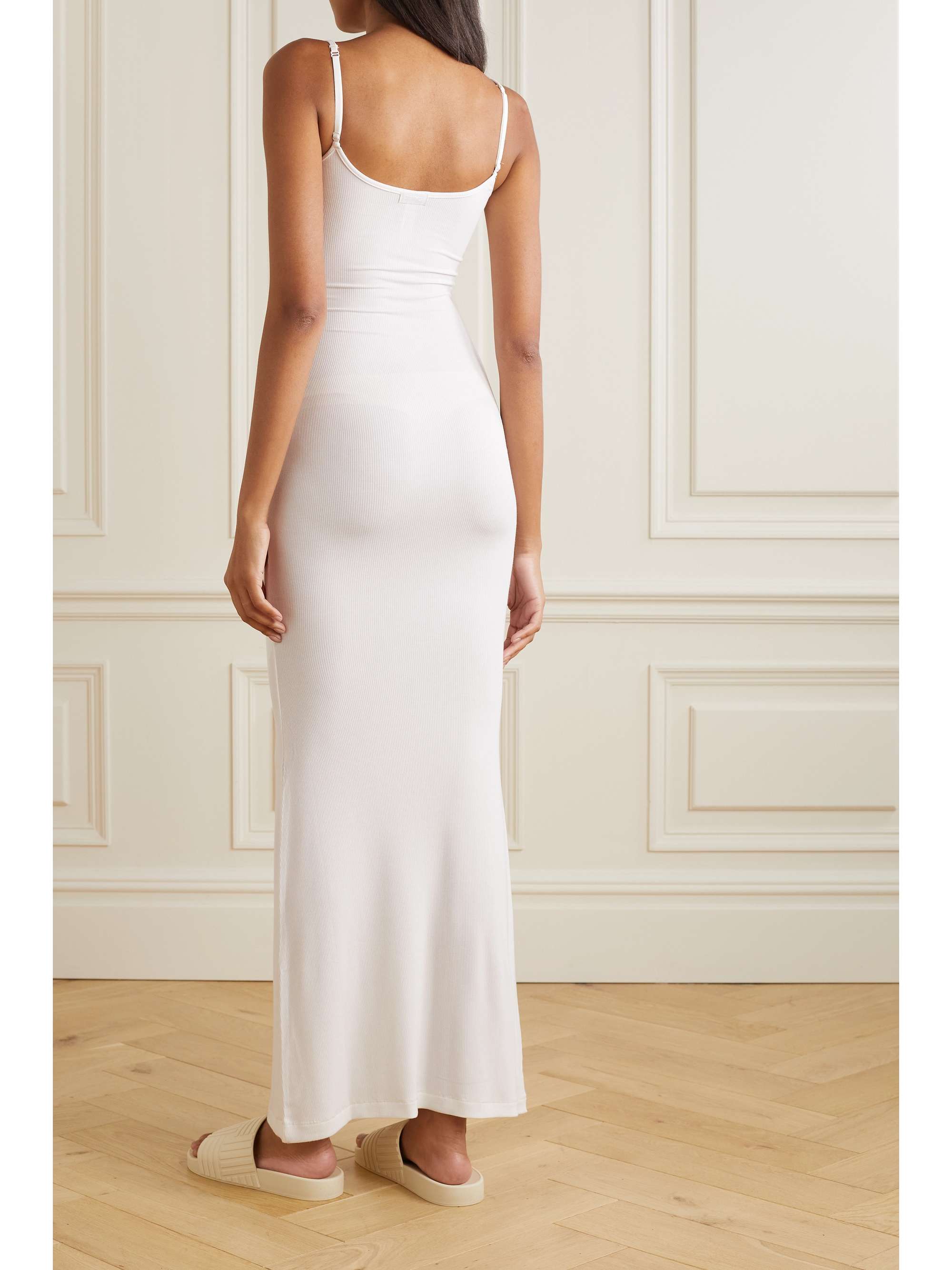 SKIMS Soft Lounge ribbed stretch-modal maxi slip dress - Marble |  NET-A-PORTER